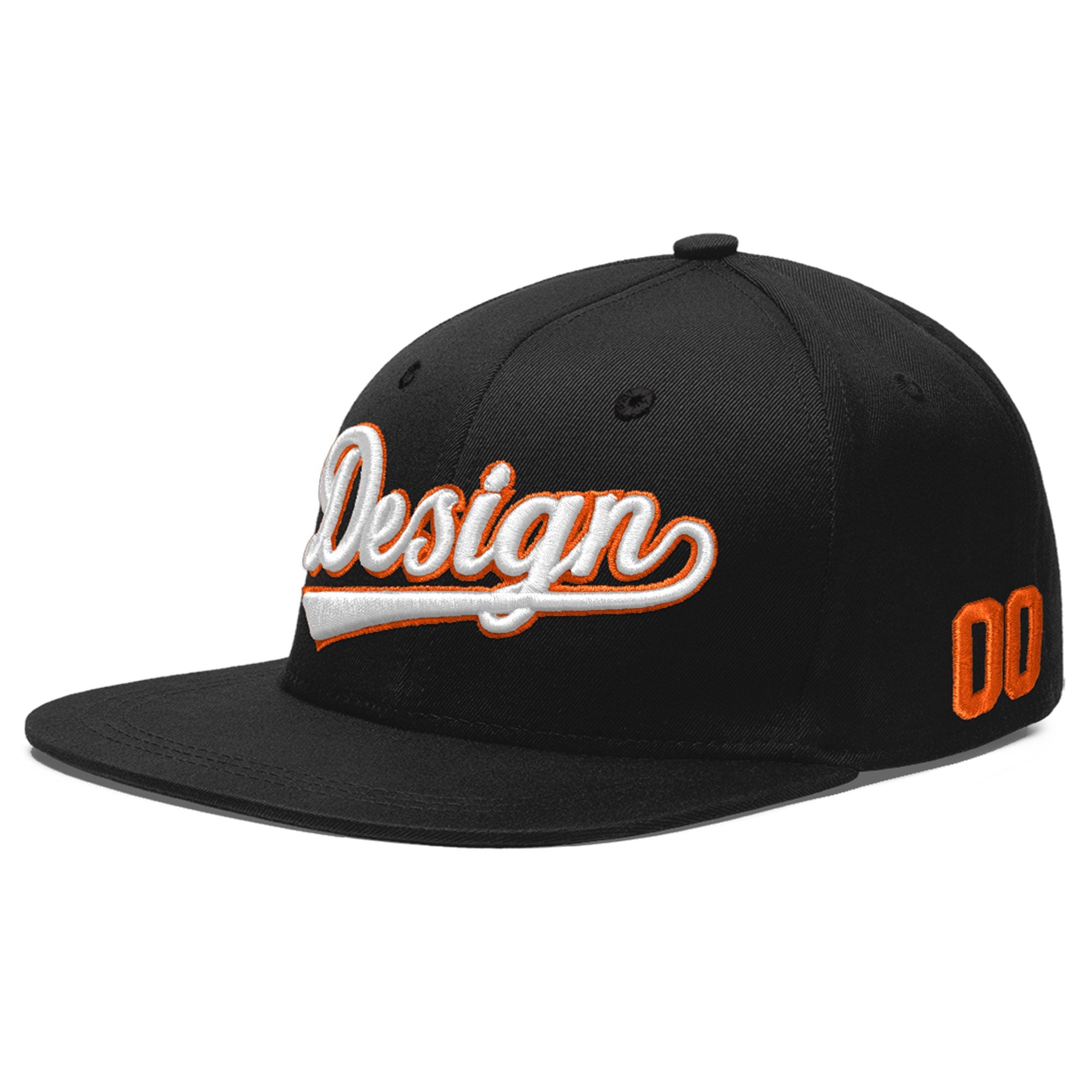 Custom Black 3D Puff Embroidery Flat Embroidery Casual Sport Baseball Cap