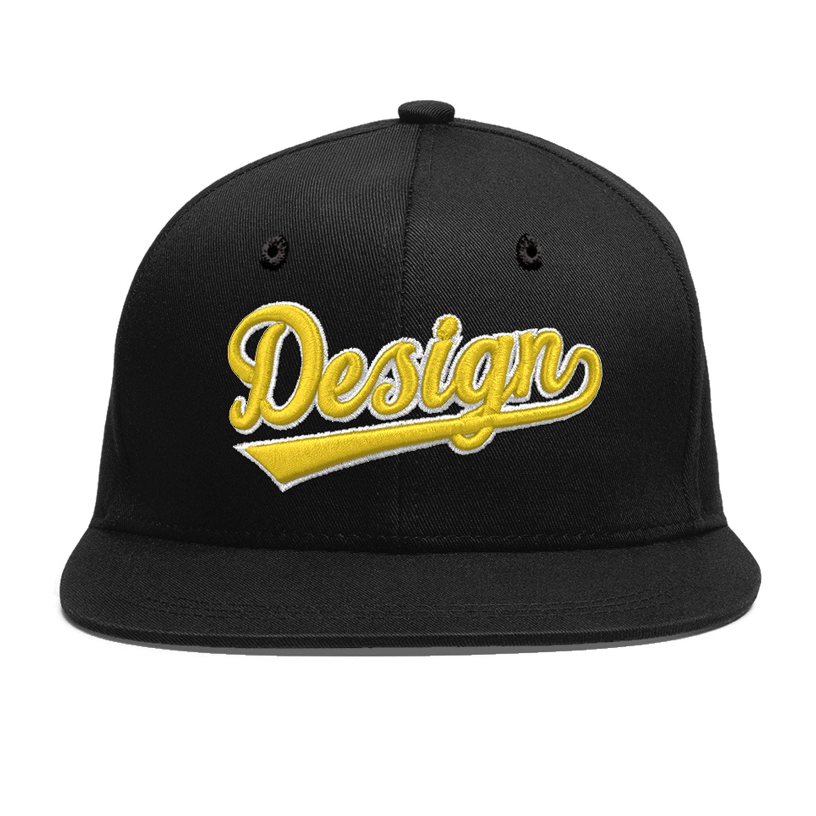 Custom Black 3D Puff Embroidery Flat Embroidery Casual Sport Baseball Cap