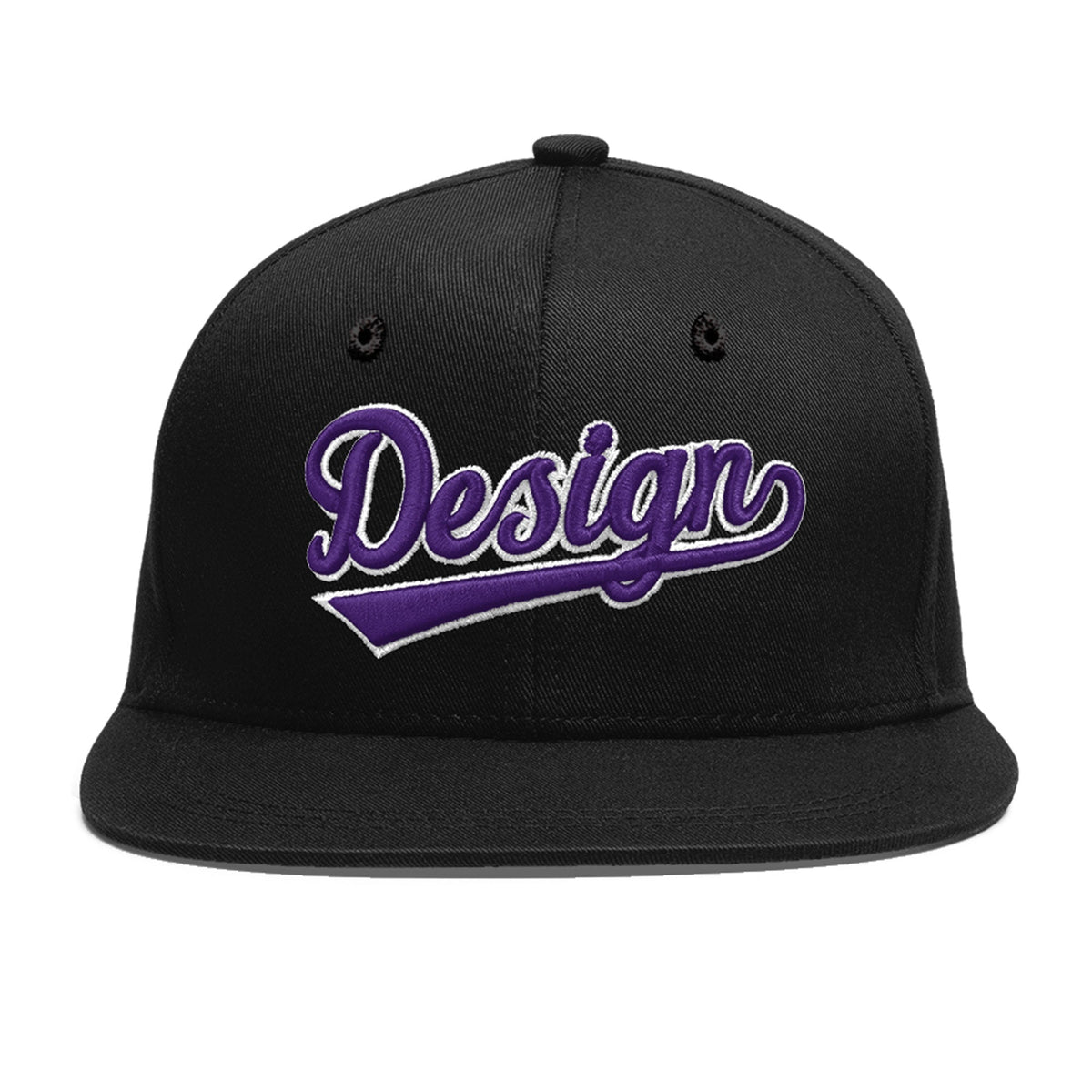 Custom Black 3D Puff Embroidery Flat Embroidery Casual Sport Baseball Cap