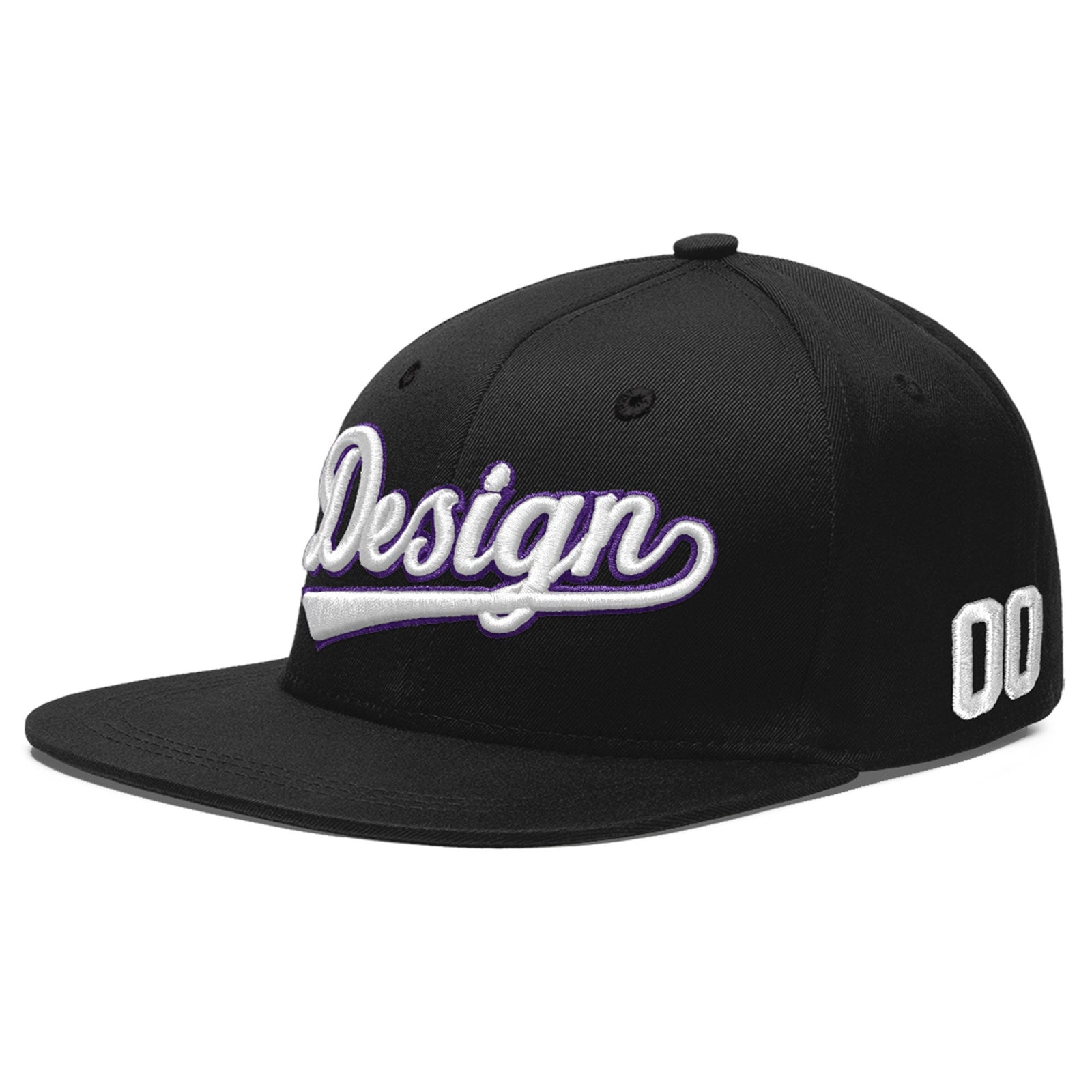 Custom Black 3D Puff Embroidery Flat Embroidery Casual Sport Baseball Cap