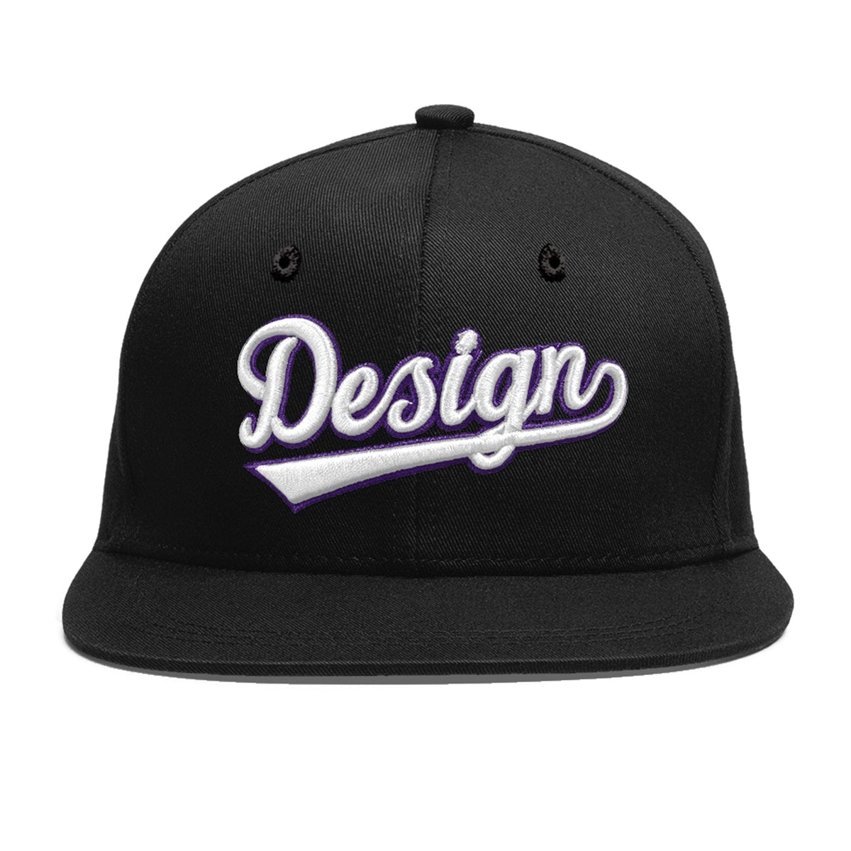 Custom Black 3D Puff Embroidery Flat Embroidery Casual Sport Baseball Cap