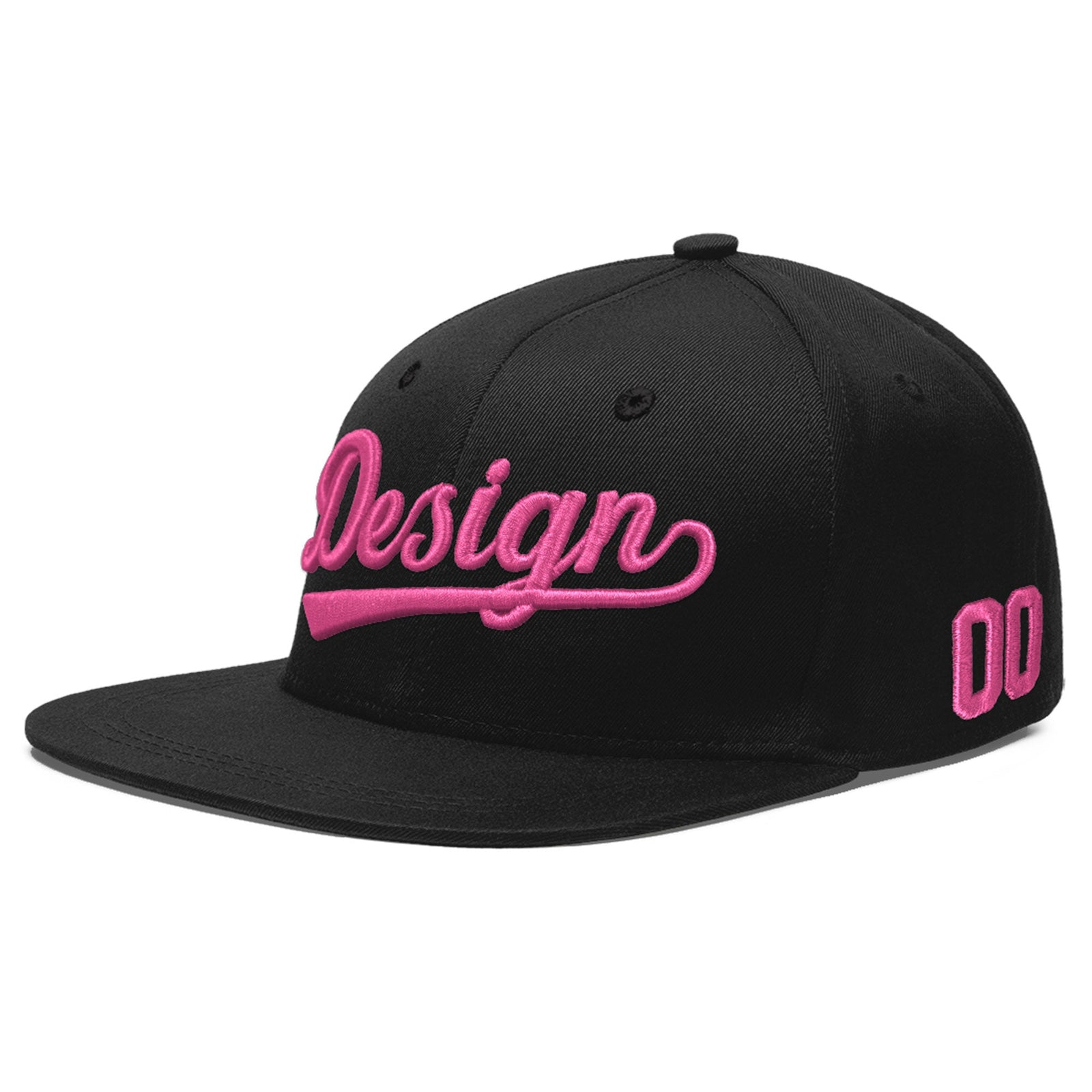 Custom Black 3D Puff Embroidery Flat Embroidery Casual Sport Baseball Cap