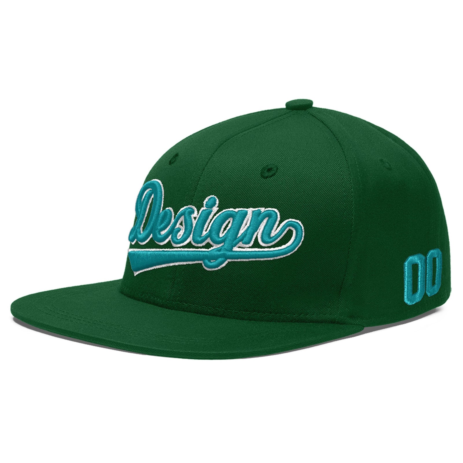 Custom Green 3D Puff Embroidery Flat Embroidery Casual Sport Baseball Cap