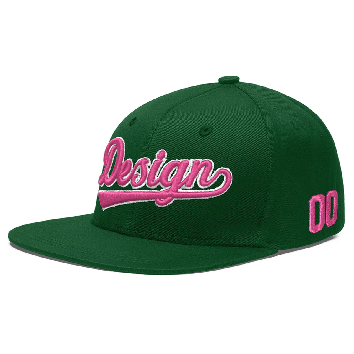 Custom Green 3D Puff Embroidery Flat Embroidery Casual Sport Baseball Cap
