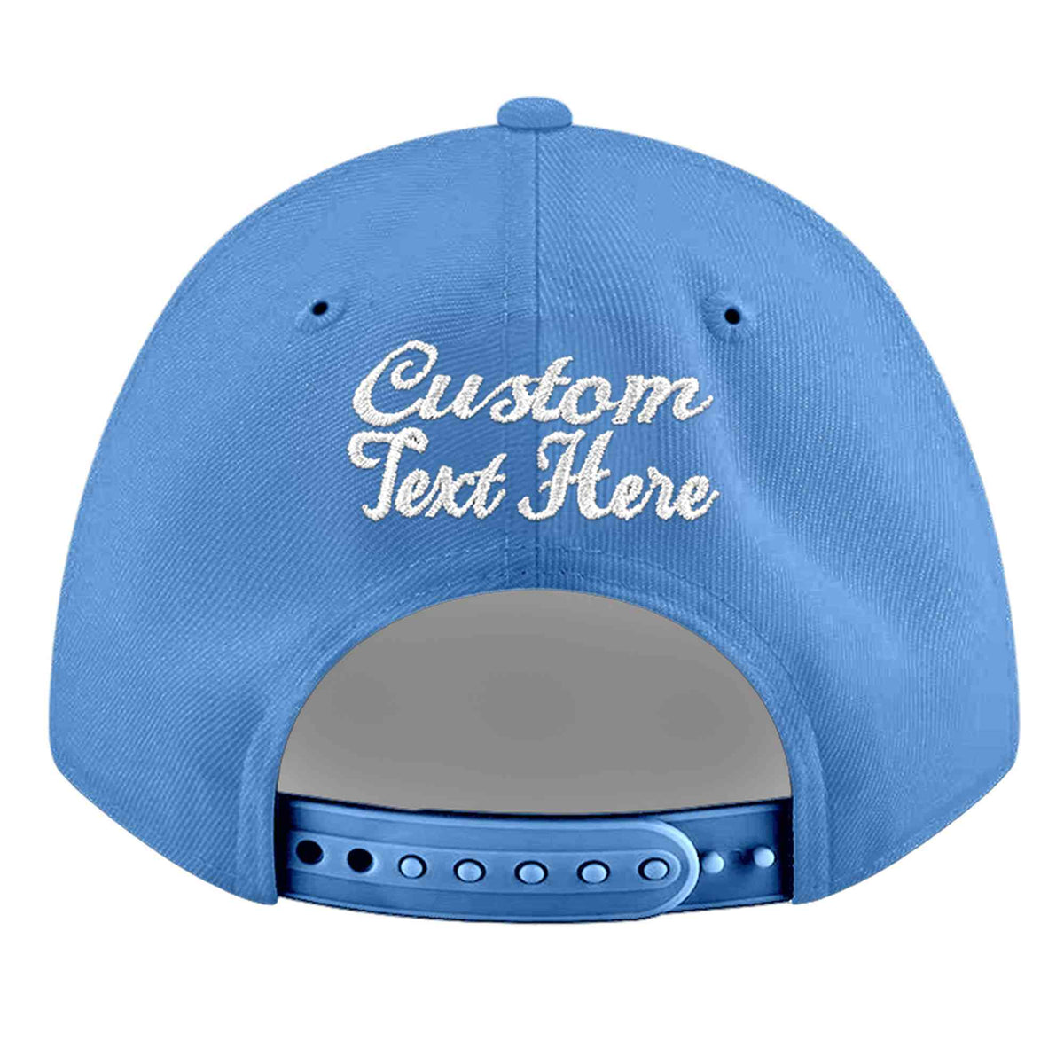 Custom Powder Blue 3D Puff Embroidery Flat Embroidery Casual Sport Baseball Cap