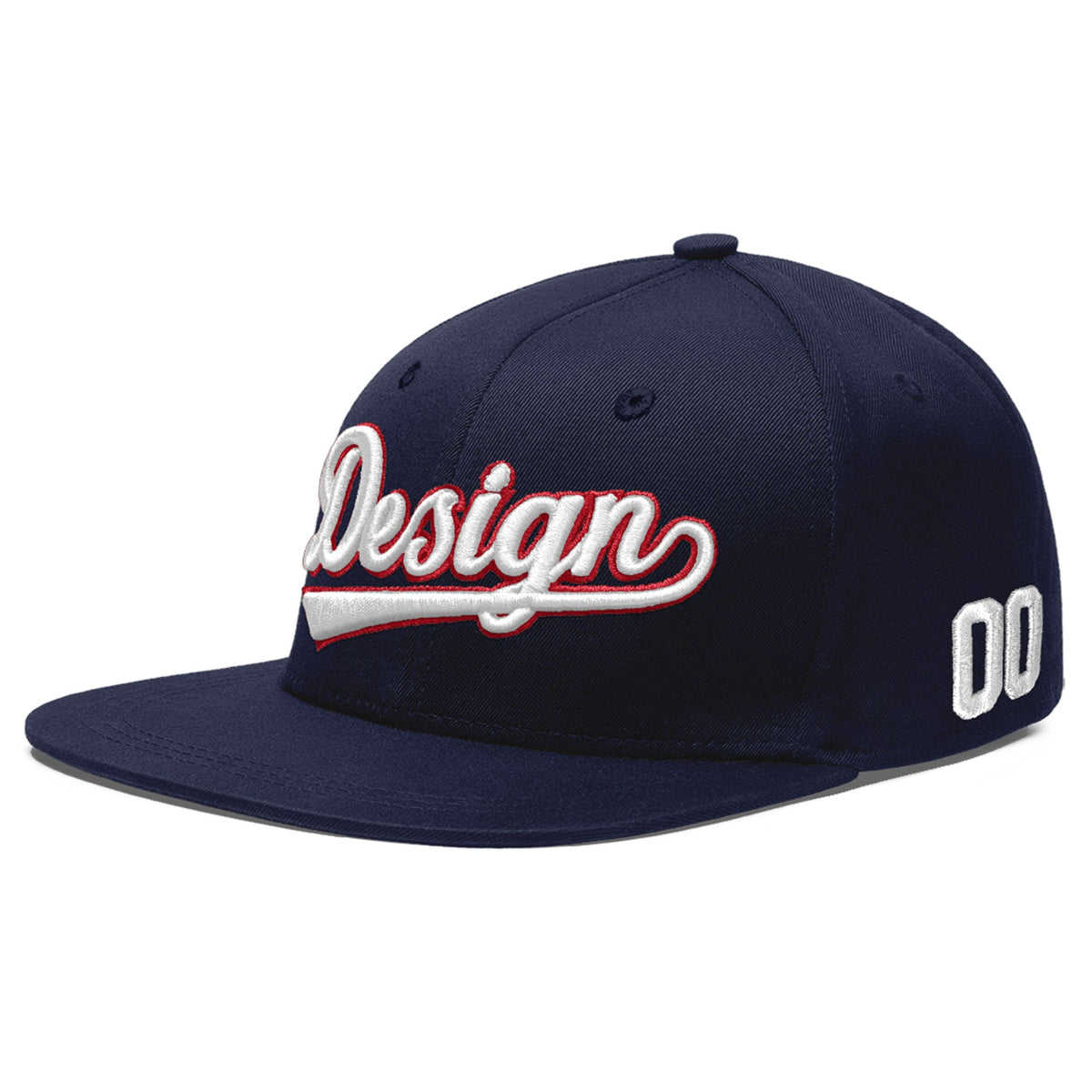 Custom Navy 3D Puff Embroidery Flat Embroidery Casual Sport Baseball Cap
