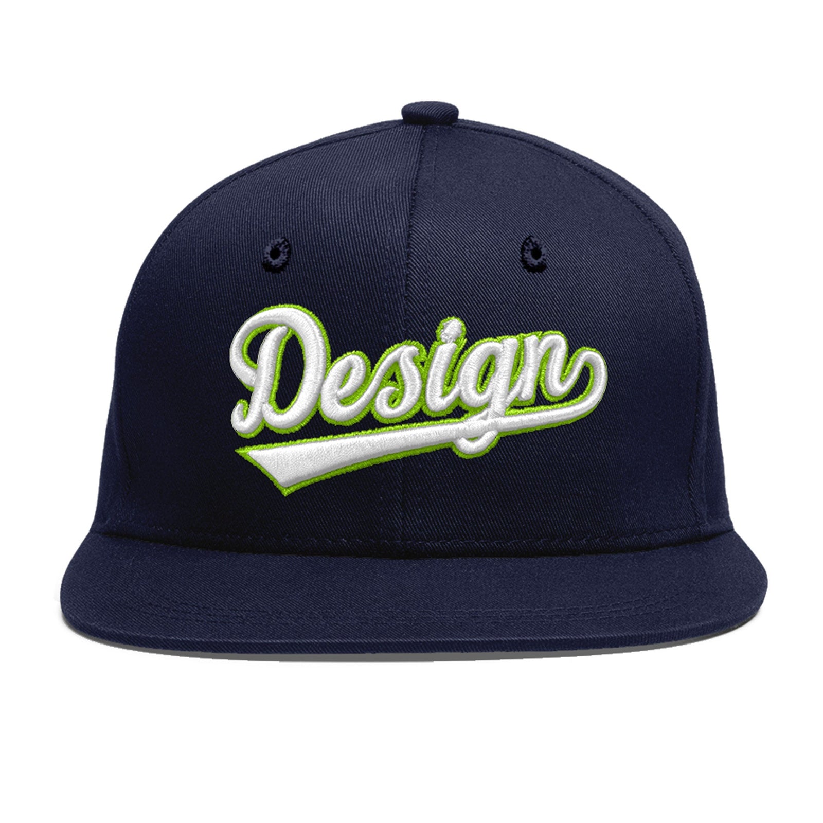 Custom Navy 3D Puff Embroidery Flat Embroidery Casual Sport Baseball Cap