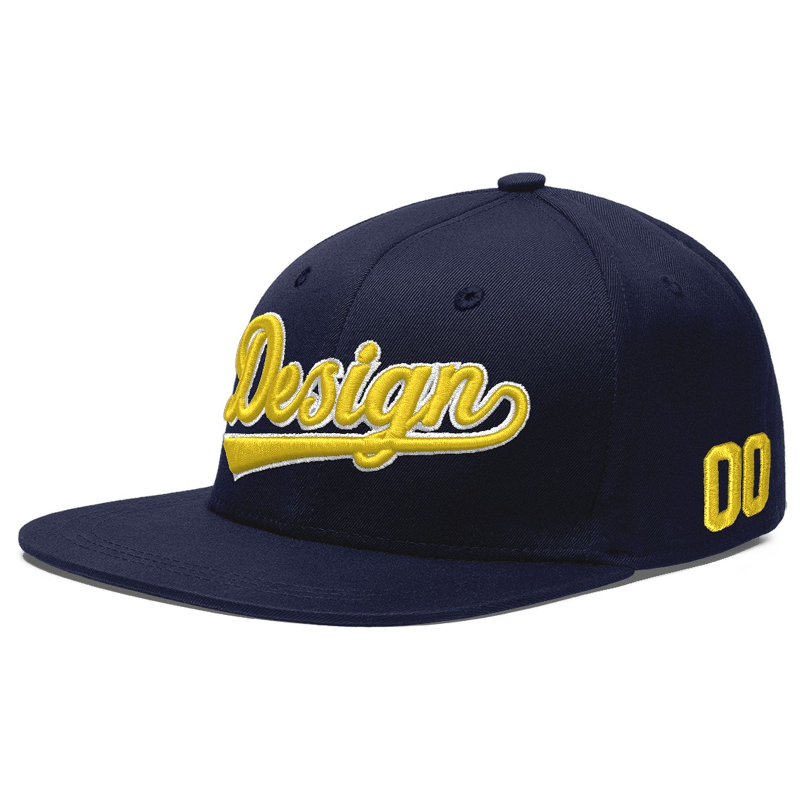 Custom Navy 3D Puff Embroidery Flat Embroidery Casual Sport Baseball Cap