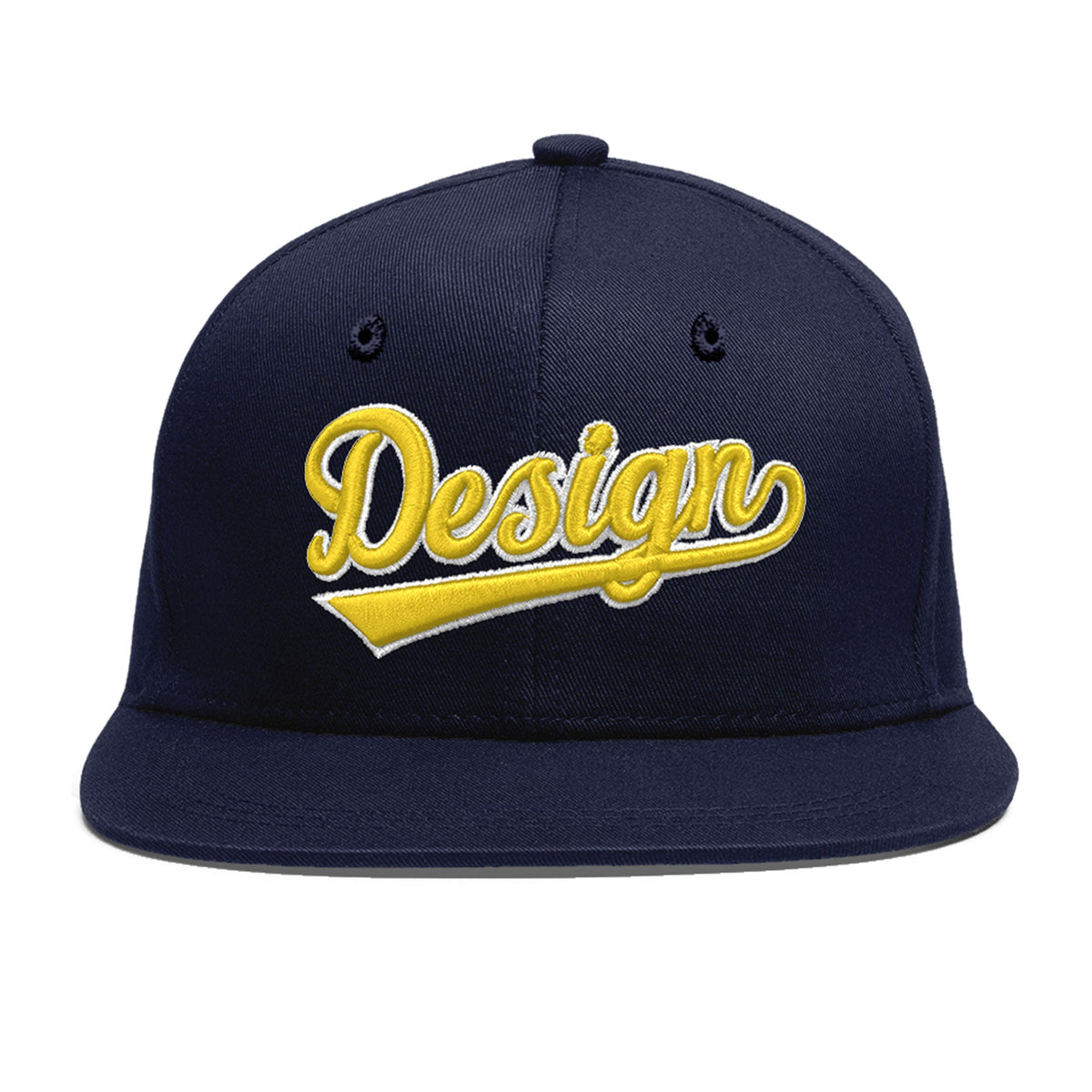 Custom Navy 3D Puff Embroidery Flat Embroidery Casual Sport Baseball Cap