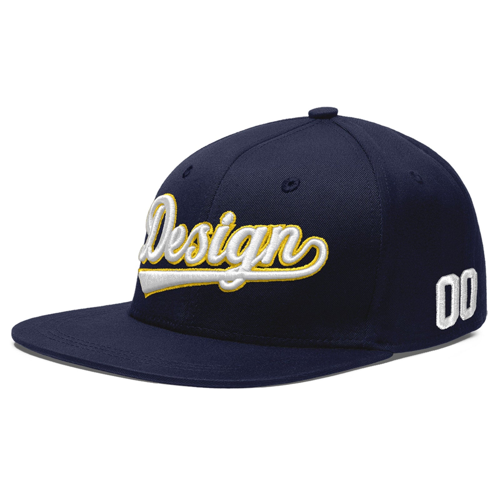 Custom Navy 3D Puff Embroidery Flat Embroidery Casual Sport Baseball Cap