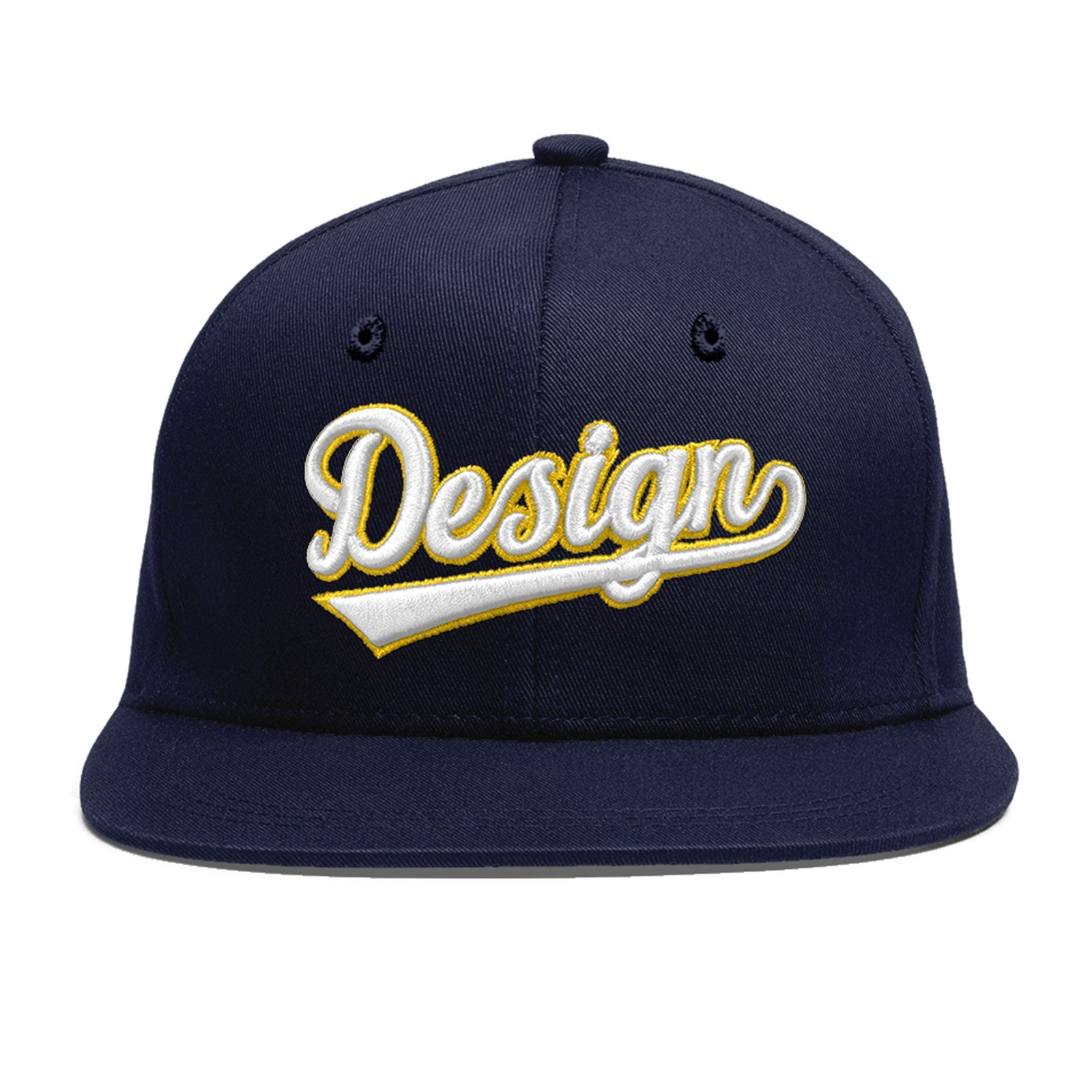 Custom Navy 3D Puff Embroidery Flat Embroidery Casual Sport Baseball Cap