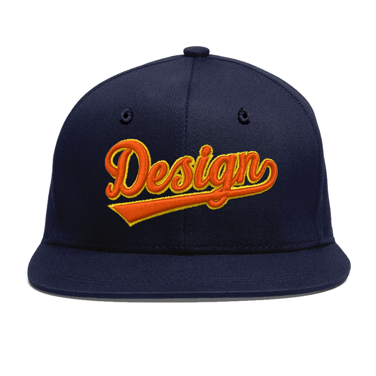 Custom Navy 3D Puff Embroidery Flat Embroidery Casual Sport Baseball Cap