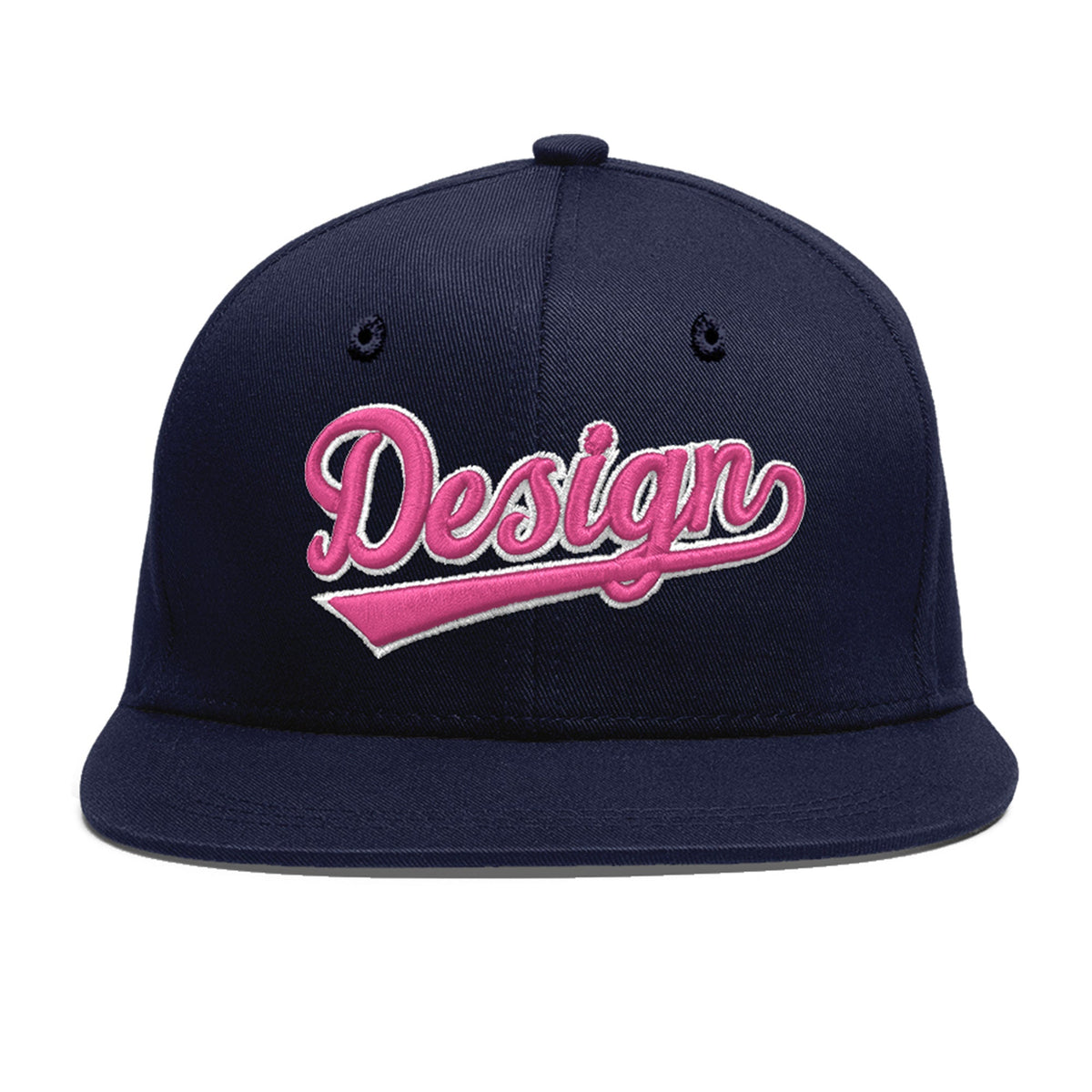 Custom Navy 3D Puff Embroidery Flat Embroidery Casual Sport Baseball Cap