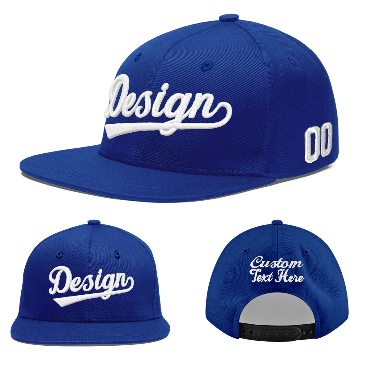 Custom Royal 3D Puff Embroidery Flat Embroidery Casual Sport Baseball Cap