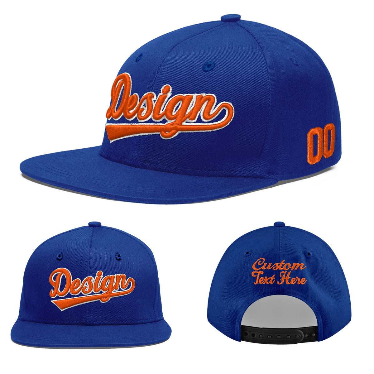 Custom Royal 3D Puff Embroidery Flat Embroidery Casual Sport Baseball Cap
