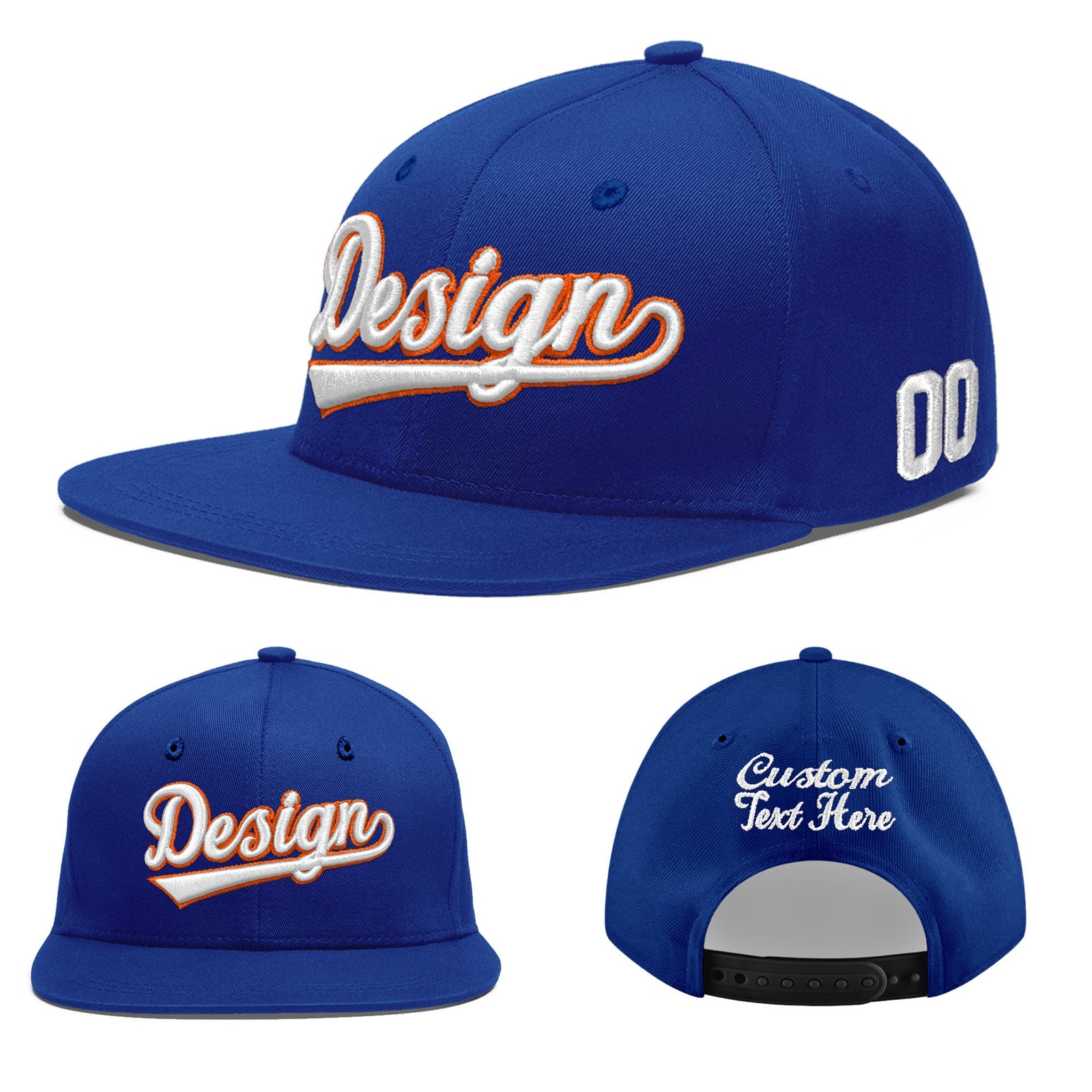 Custom Royal 3D Puff Embroidery Flat Embroidery Casual Sport Baseball Cap
