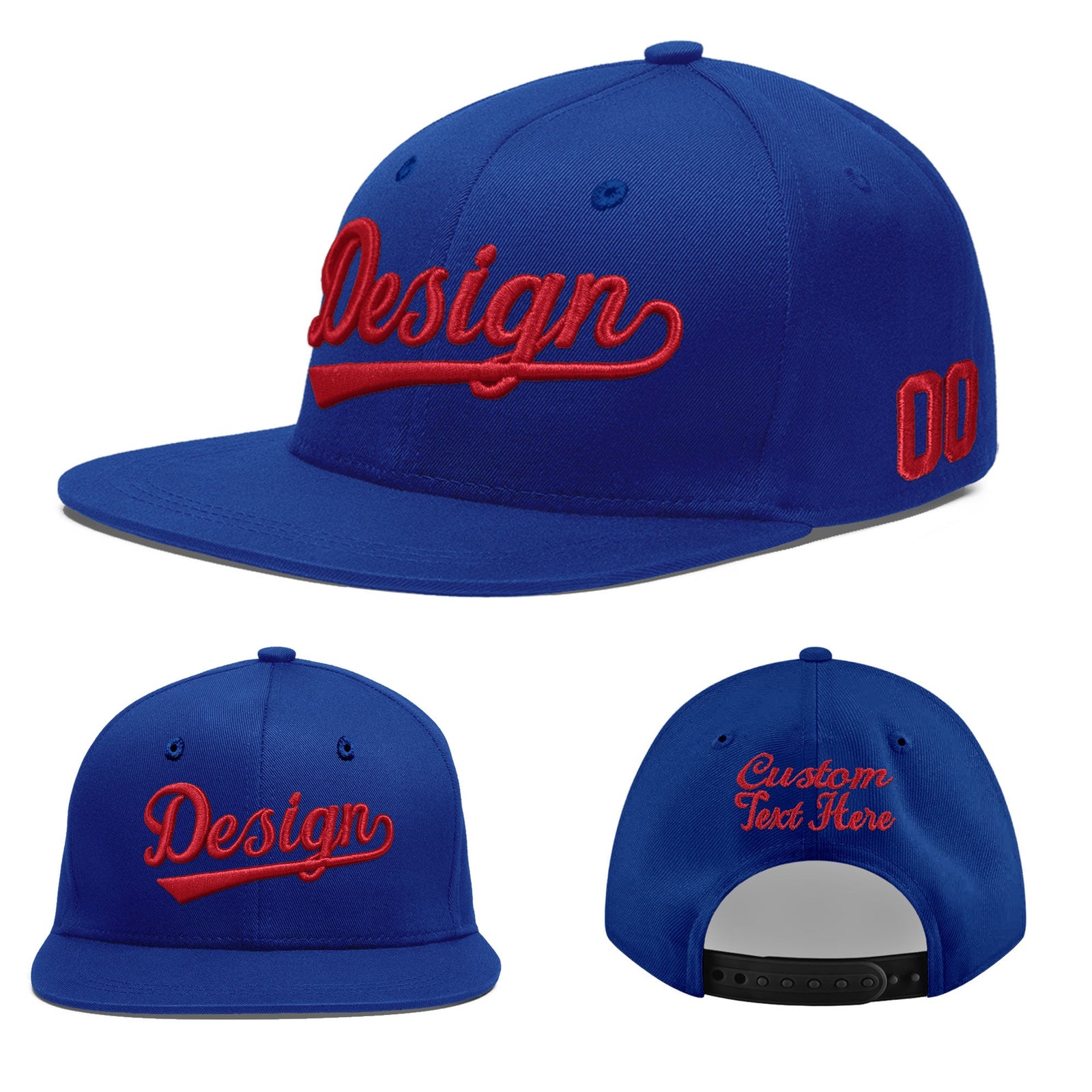 Custom Royal 3D Puff Embroidery Flat Embroidery Casual Sport Baseball Cap