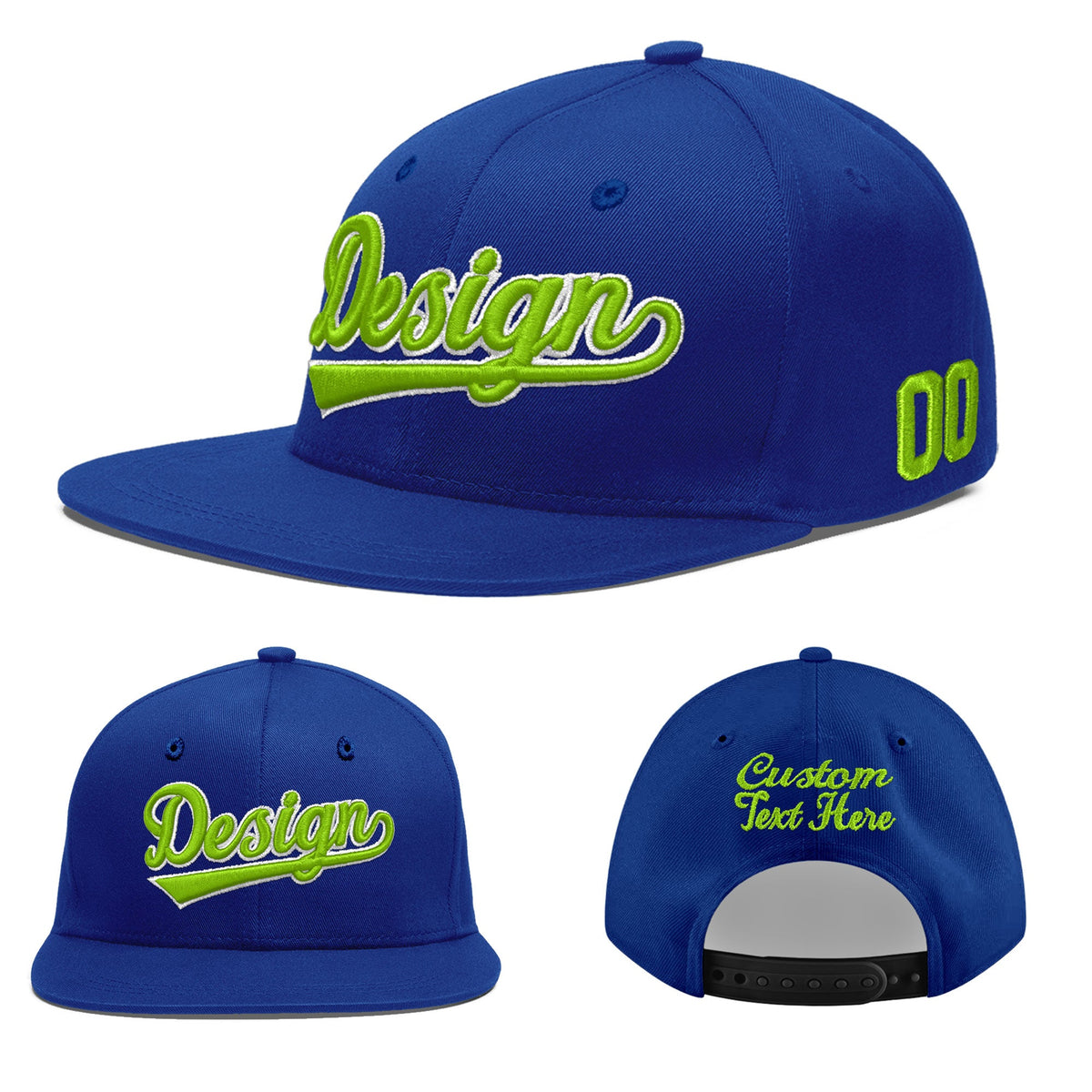 Custom Royal 3D Puff Embroidery Flat Embroidery Casual Sport Baseball Cap