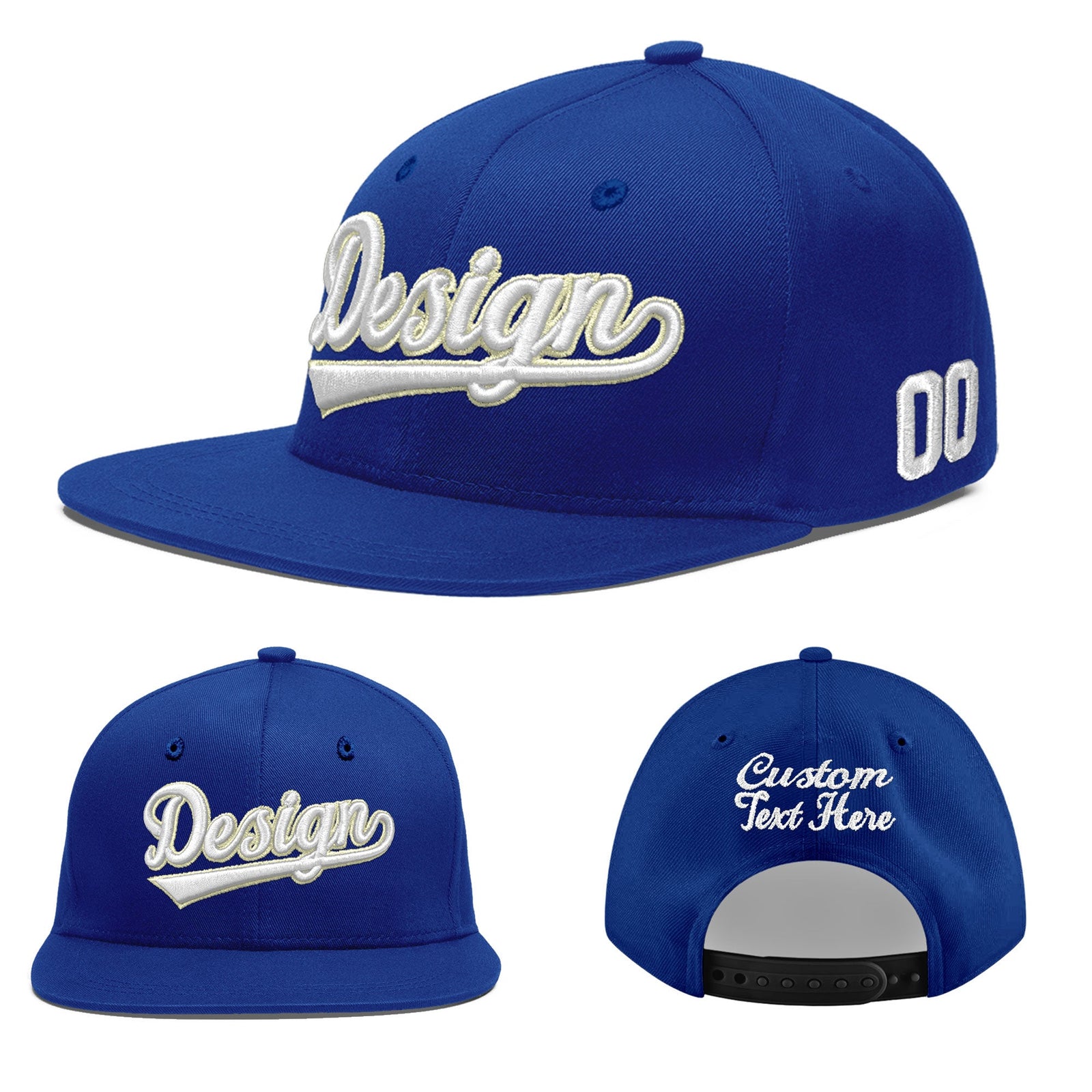Custom Royal 3D Puff Embroidery Flat Embroidery Casual Sport Baseball Cap