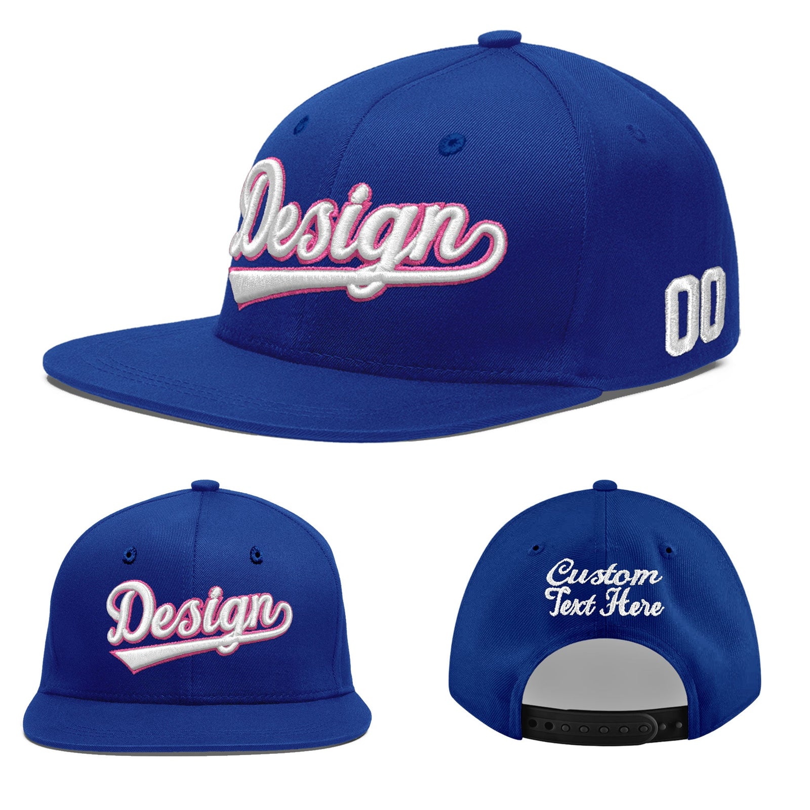 Custom Royal 3D Puff Embroidery Flat Embroidery Casual Sport Baseball Cap