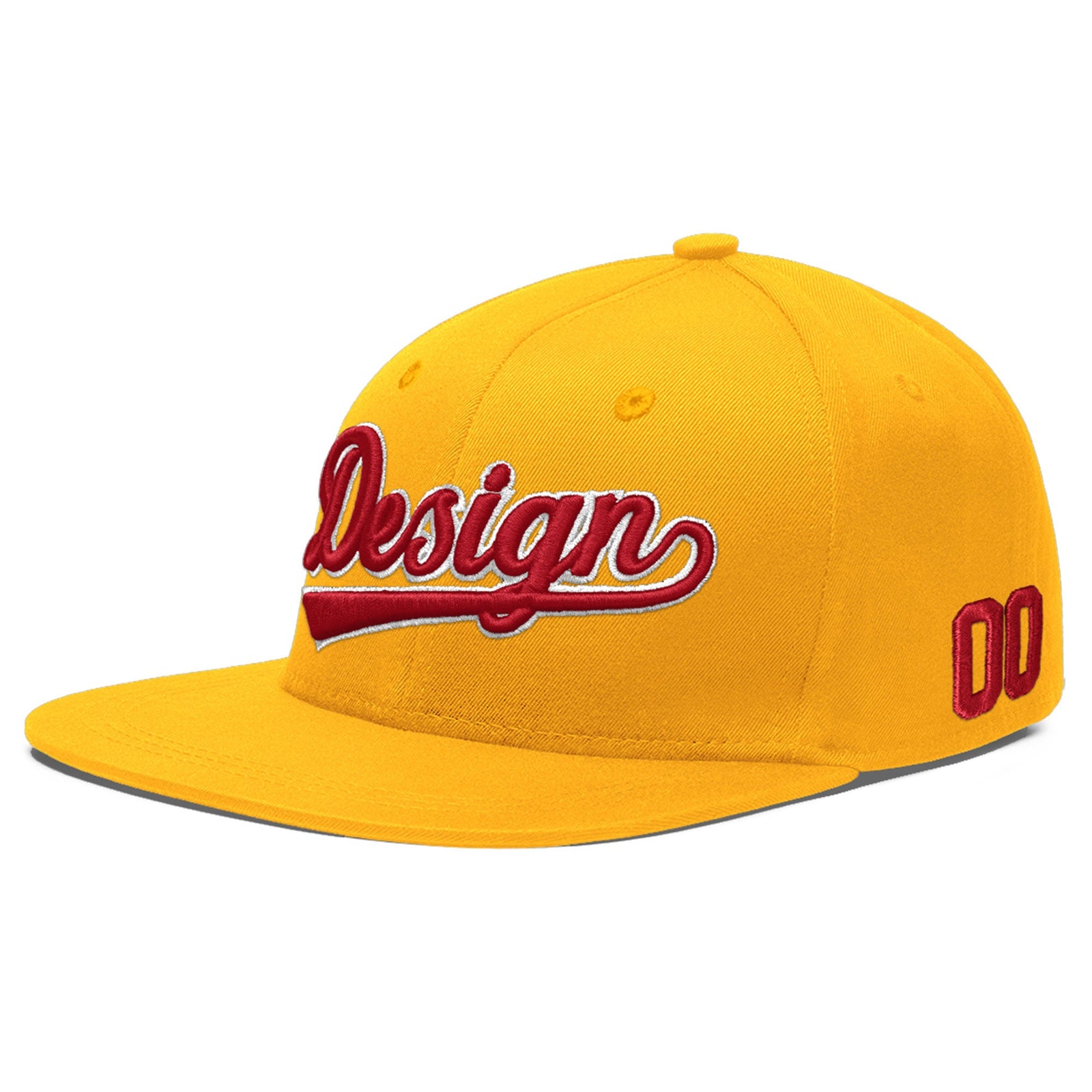 Custom Yellow 3D Puff Embroidery Flat Embroidery Casual Sport Baseball Cap
