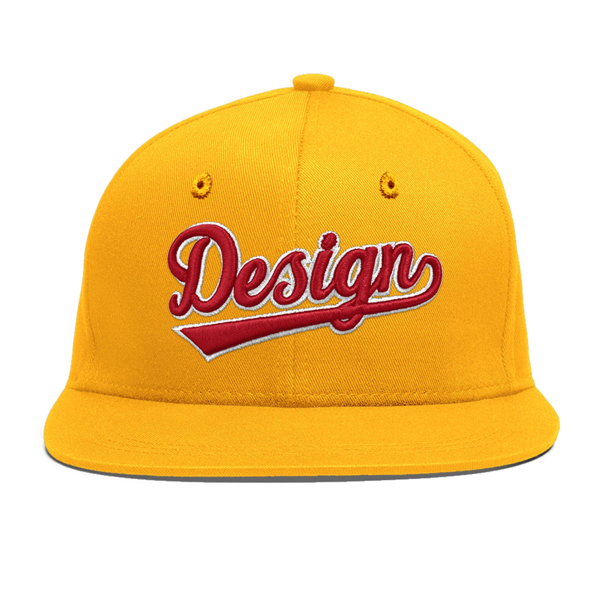 Custom Yellow 3D Puff Embroidery Flat Embroidery Casual Sport Baseball Cap