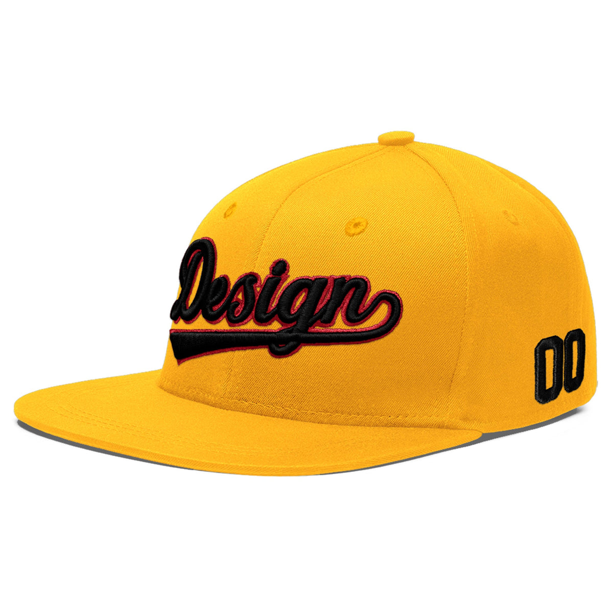 Custom Yellow 3D Puff Embroidery Flat Embroidery Casual Sport Baseball Cap