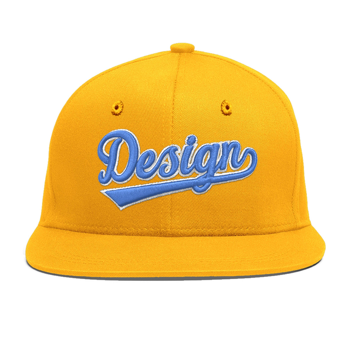 Custom Yellow 3D Puff Embroidery Flat Embroidery Casual Sport Baseball Cap
