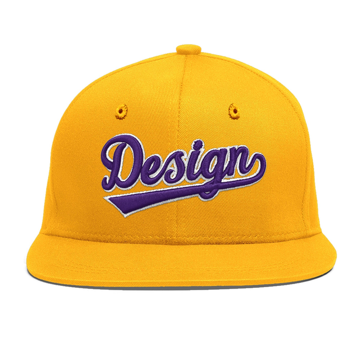 Custom Yellow 3D Puff Embroidery Flat Embroidery Casual Sport Baseball Cap