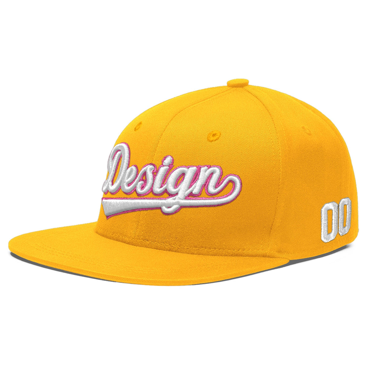 Custom Yellow 3D Puff Embroidery Flat Embroidery Casual Sport Baseball Cap