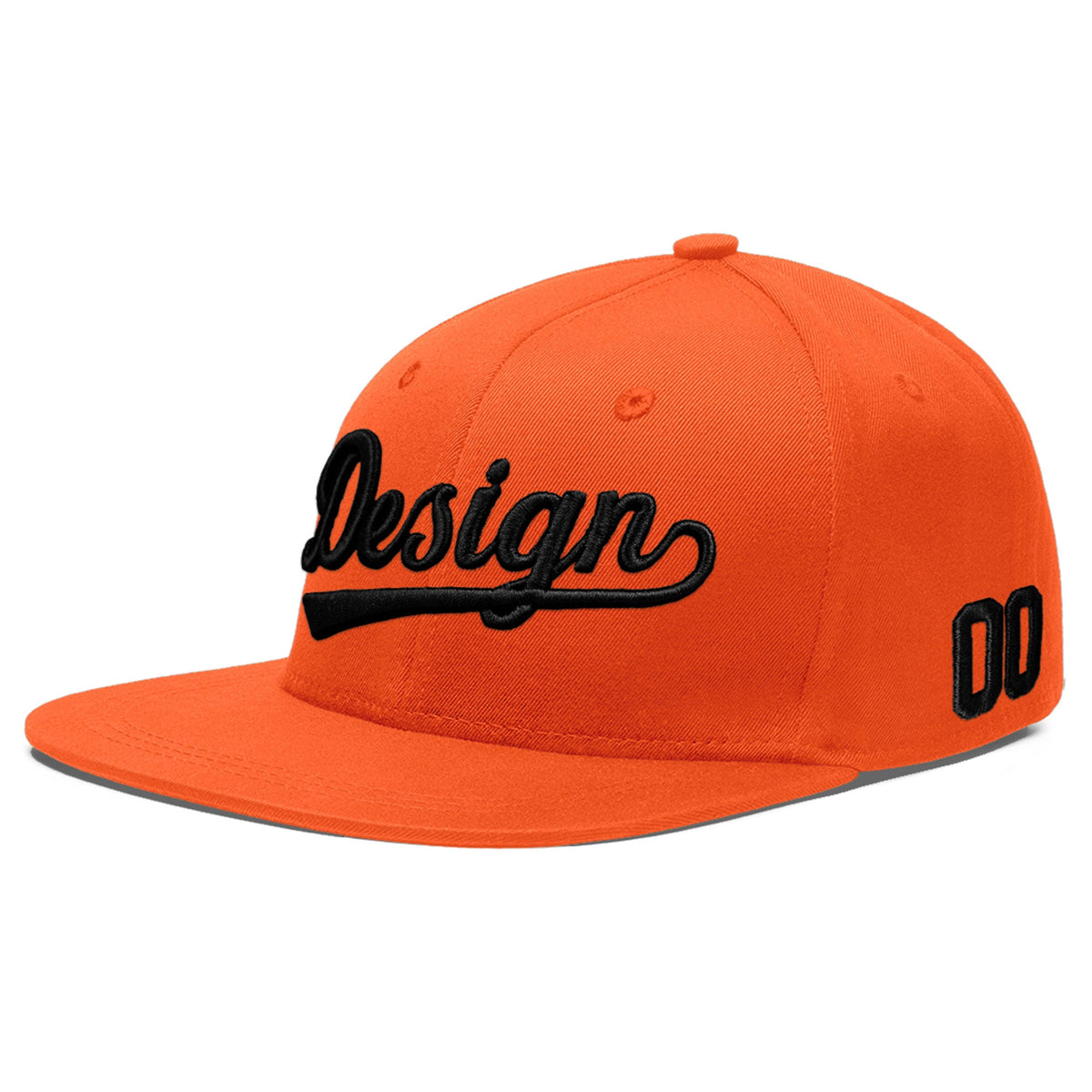 Custom Orange 3D Puff Embroidery Flat Embroidery Casual Sport Baseball Cap