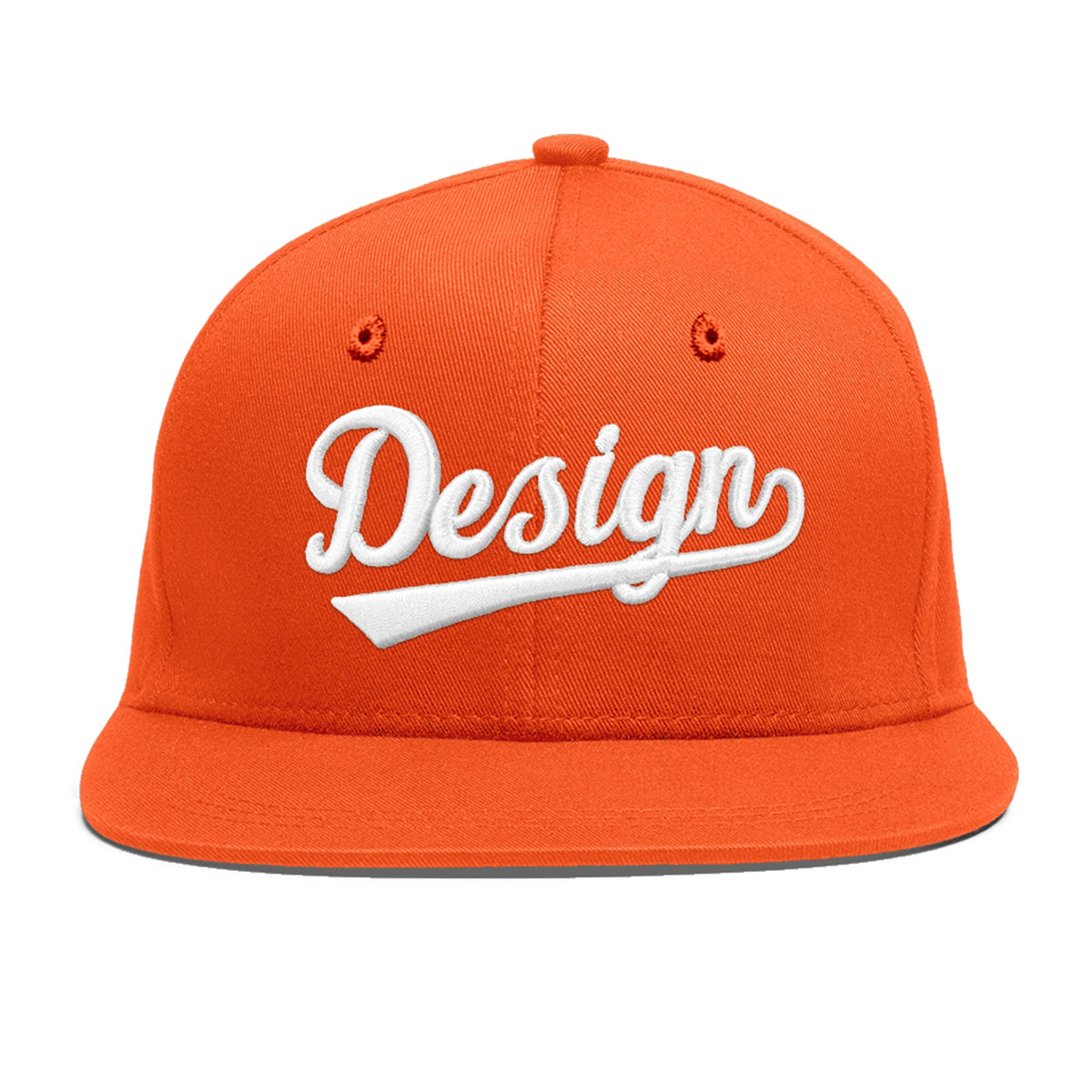 Custom Orange 3D Puff Embroidery Flat Embroidery Casual Sport Baseball Cap