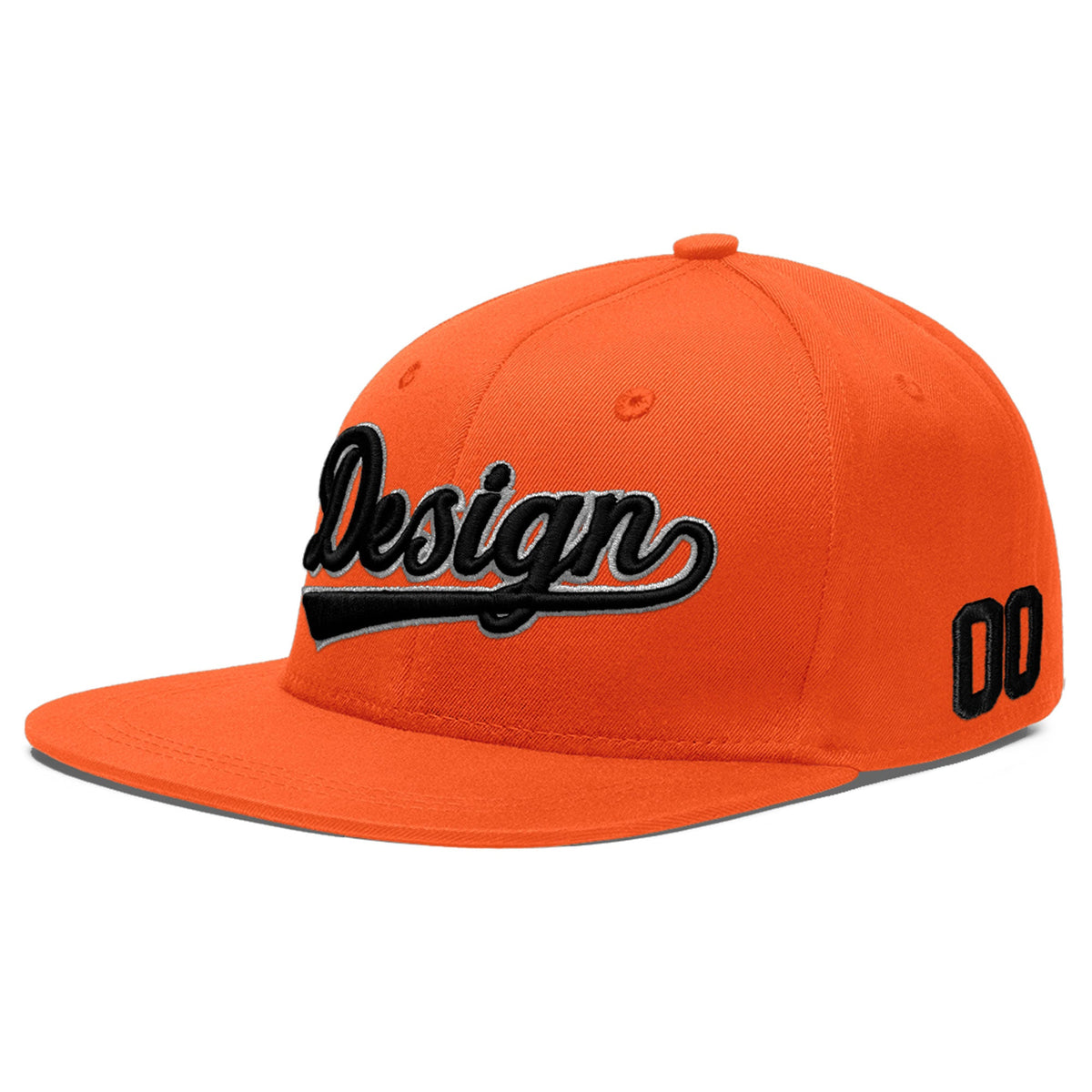 Custom Orange 3D Puff Embroidery Flat Embroidery Casual Sport Baseball Cap