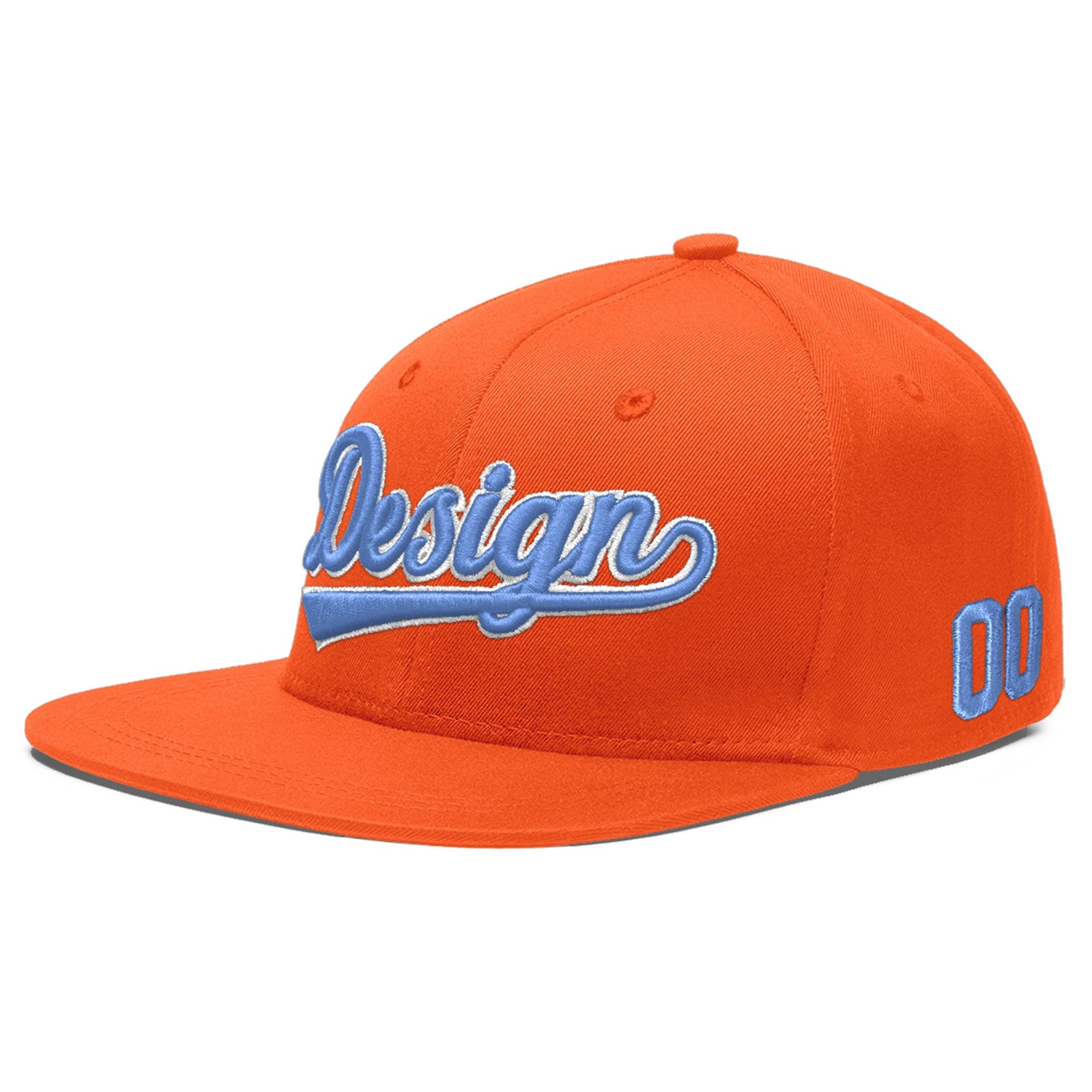 Custom Orange 3D Puff Embroidery Flat Embroidery Casual Sport Baseball Cap