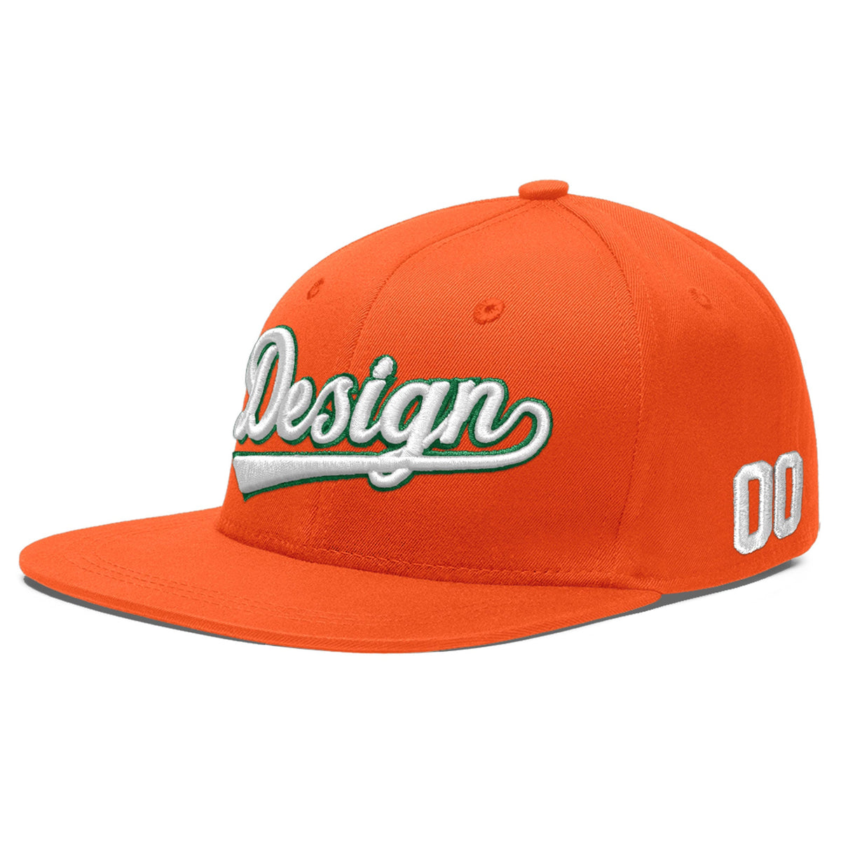 Custom Orange 3D Puff Embroidery Flat Embroidery Casual Sport Baseball Cap