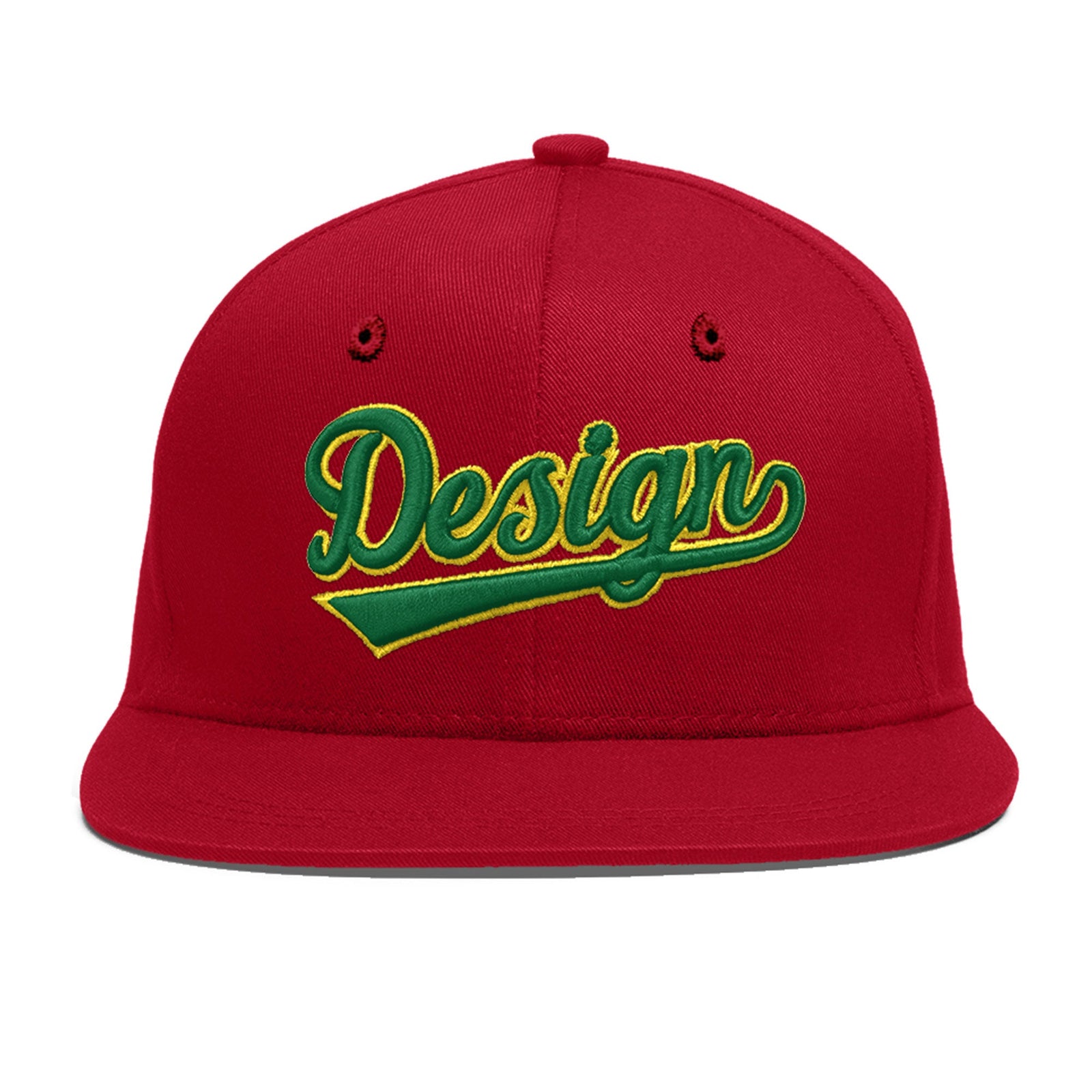 Custom Red 3D Puff Embroidery Flat Embroidery Casual Sport Baseball Cap