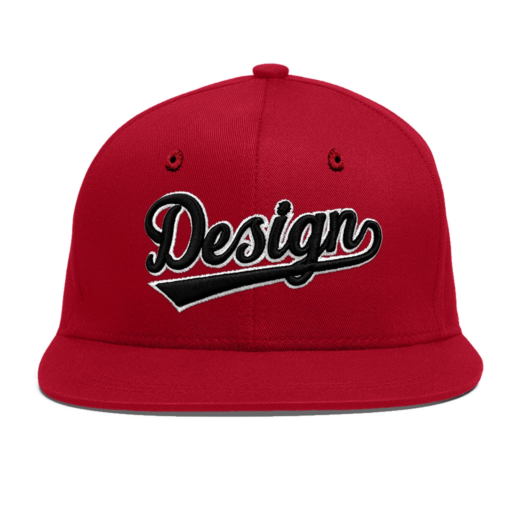 Custom Red 3D Puff Embroidery Flat Embroidery Casual Sport Baseball Cap