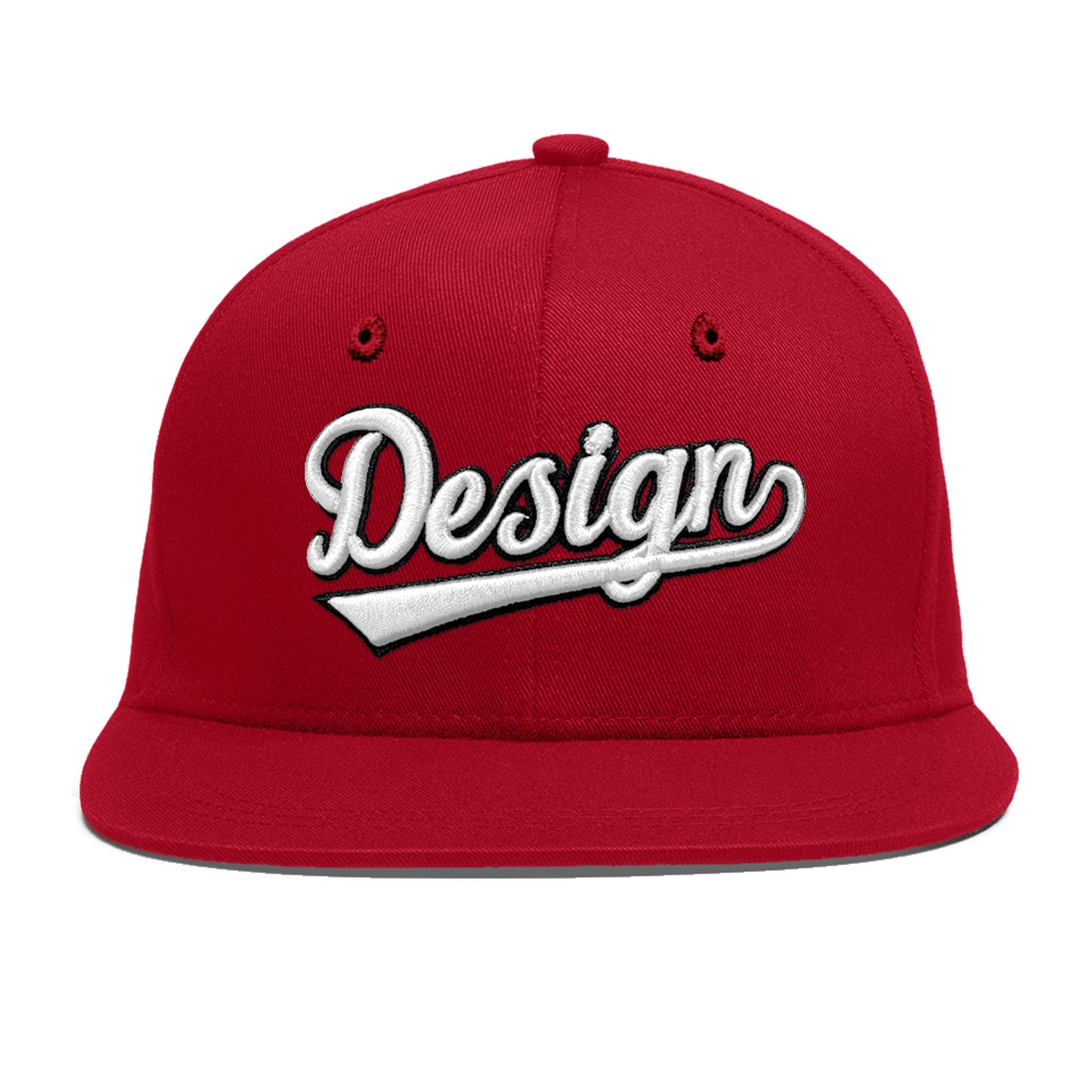 Custom Red 3D Puff Embroidery Flat Embroidery Casual Sport Baseball Cap