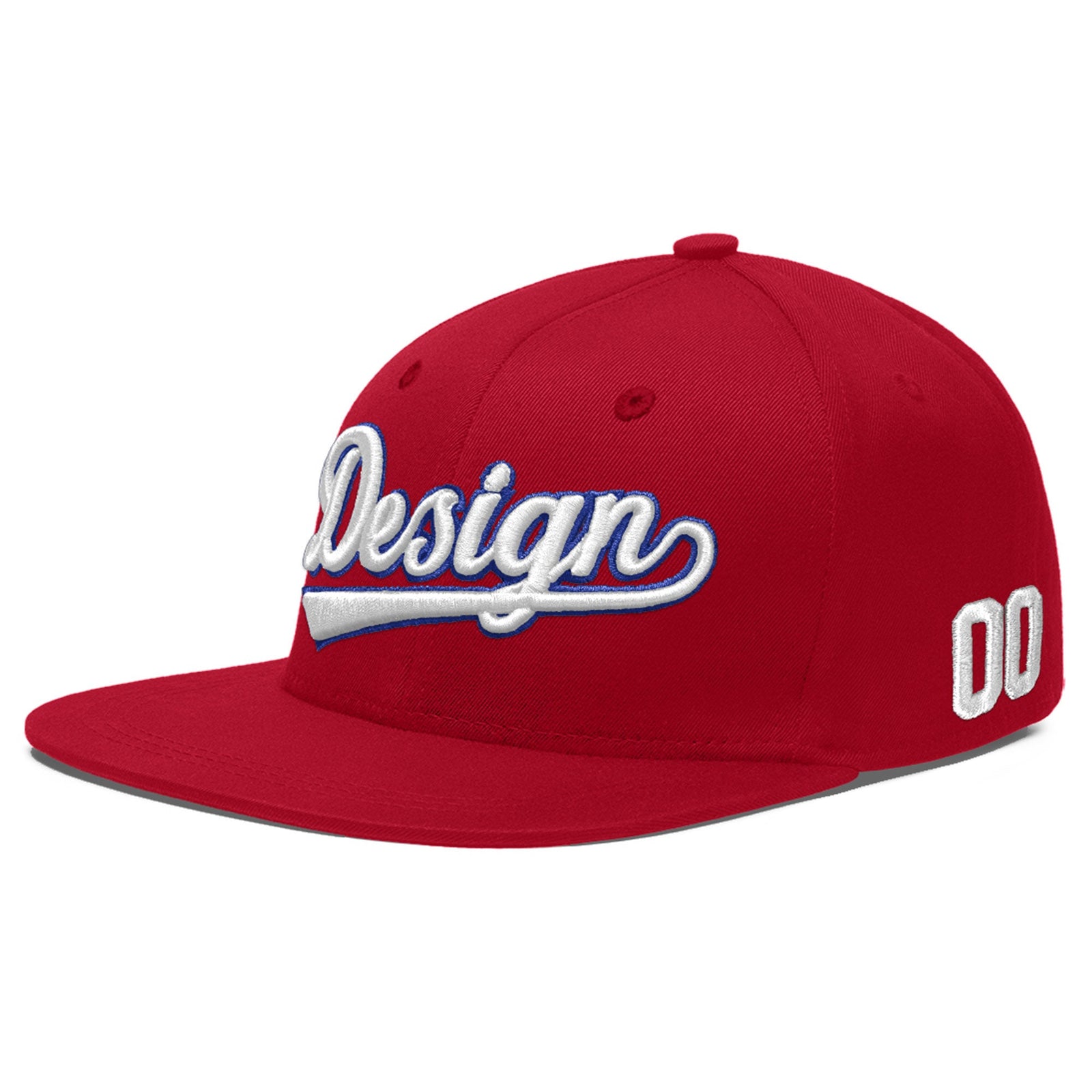 Custom Red 3D Puff Embroidery Flat Embroidery Casual Sport Baseball Cap