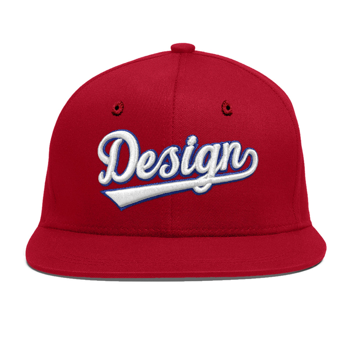 Custom Red 3D Puff Embroidery Flat Embroidery Casual Sport Baseball Cap