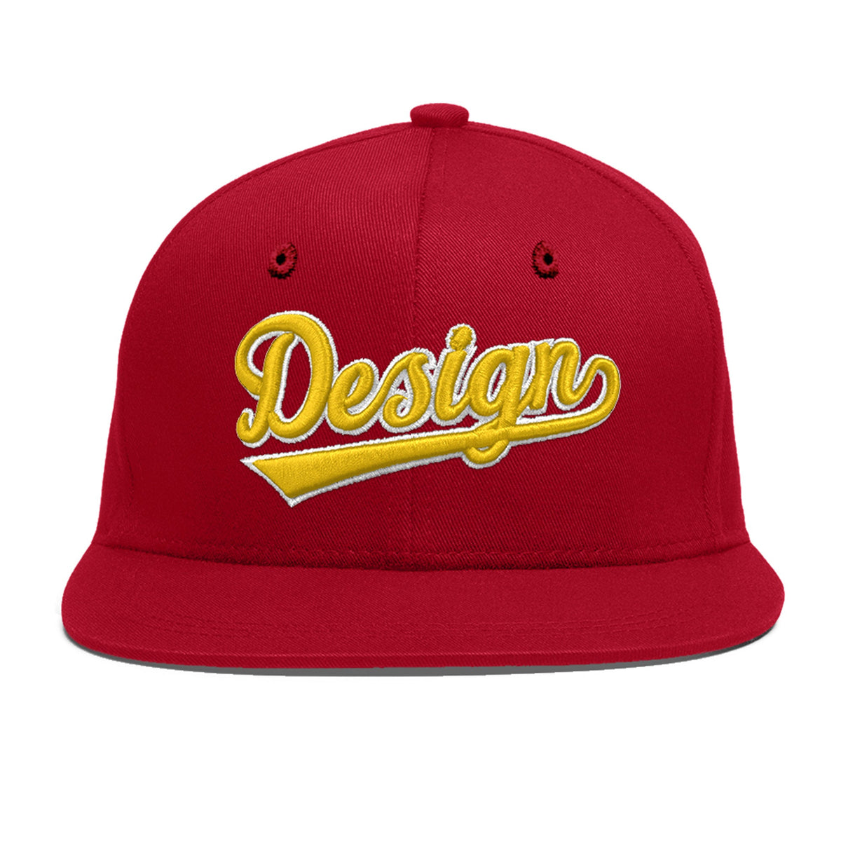 Custom Red 3D Puff Embroidery Flat Embroidery Casual Sport Baseball Cap