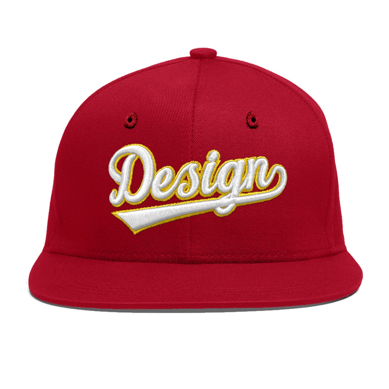 Custom Red 3D Puff Embroidery Flat Embroidery Casual Sport Baseball Cap
