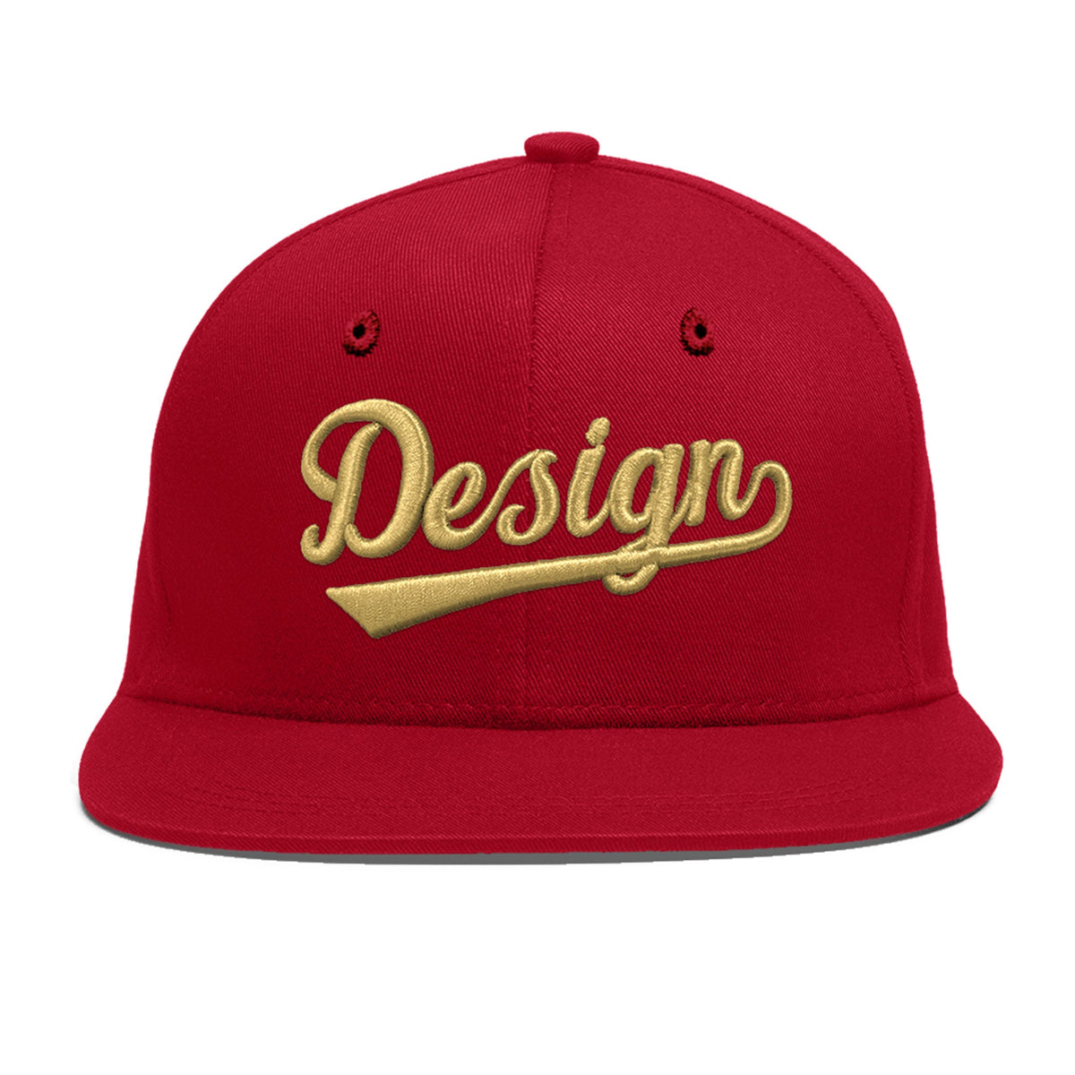 Custom Red 3D Puff Embroidery Flat Embroidery Casual Sport Baseball Cap