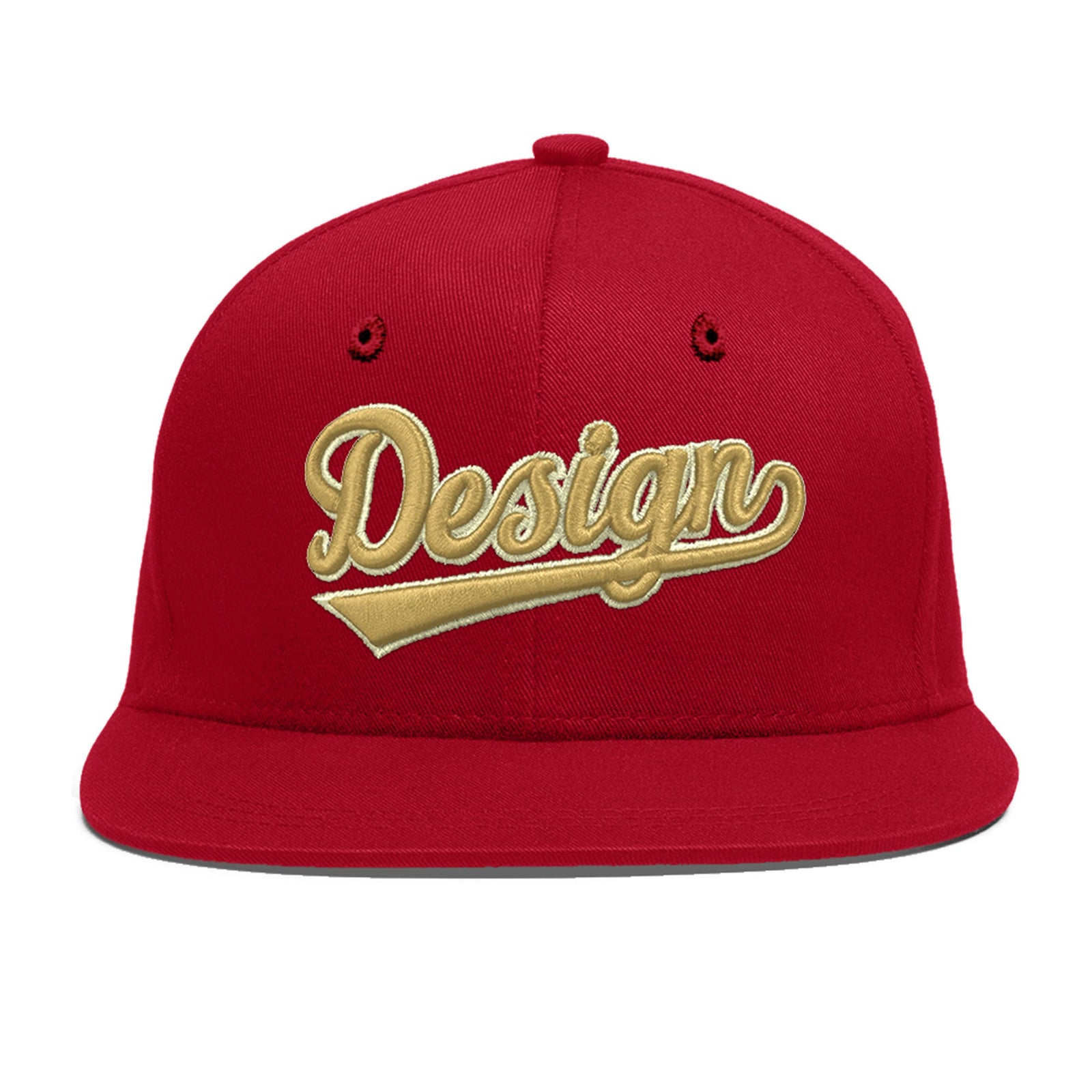 Custom Red 3D Puff Embroidery Flat Embroidery Casual Sport Baseball Cap