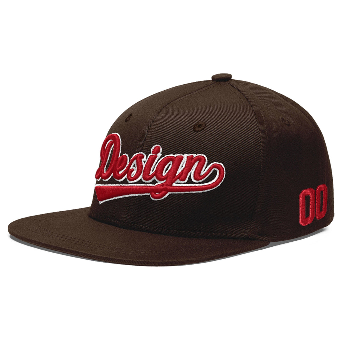 Custom Brown 3D Puff Embroidery Flat Embroidery Casual Sport Baseball Cap