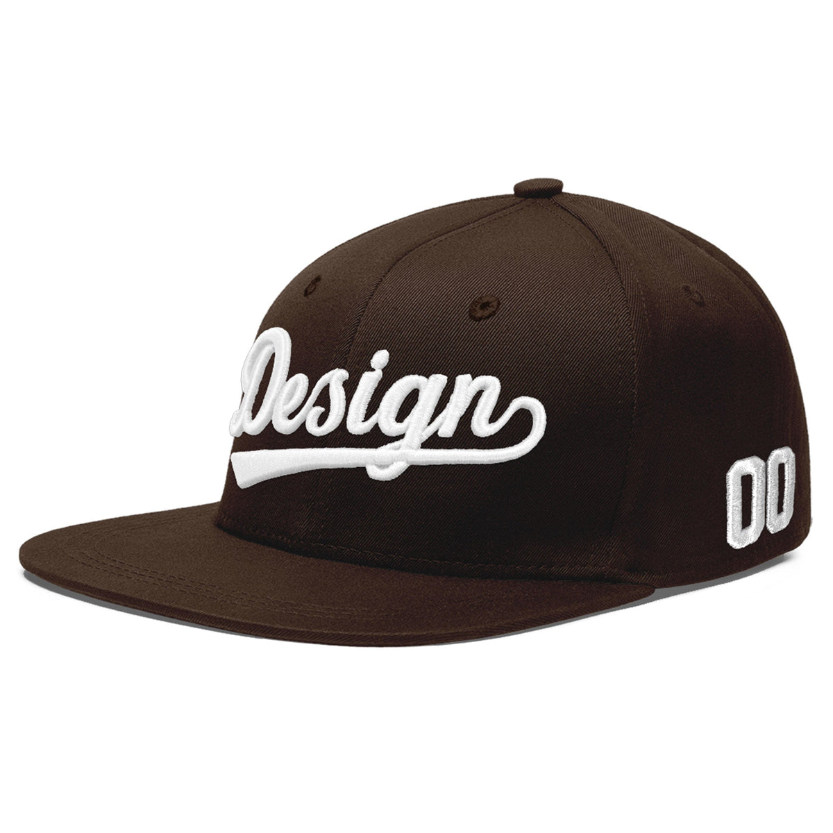 Custom Brown 3D Puff Embroidery Flat Embroidery Casual Sport Baseball Cap