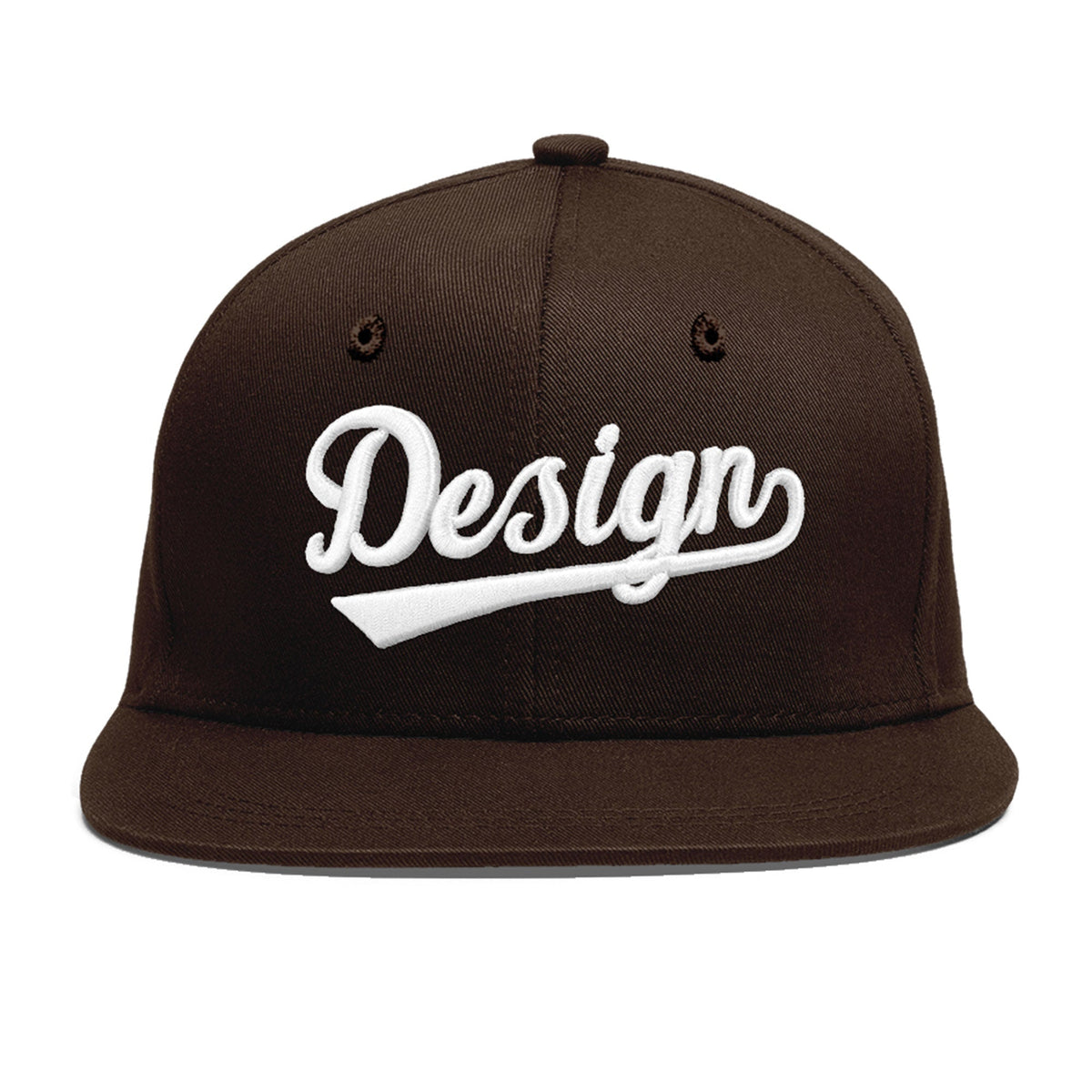 Custom Brown 3D Puff Embroidery Flat Embroidery Casual Sport Baseball Cap