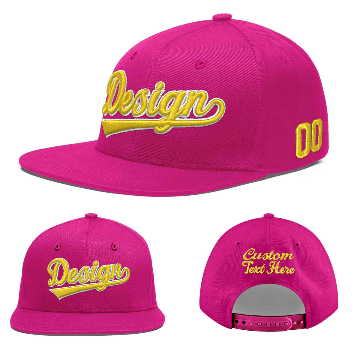 Custom Rose Red 3D Puff Embroidery Flat Embroidery Casual Sport Baseball Cap