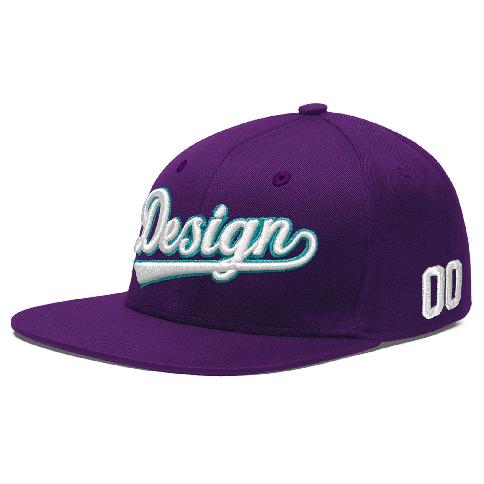Custom Purple 3D Puff Embroidery Flat Embroidery Casual Sport Baseball Cap