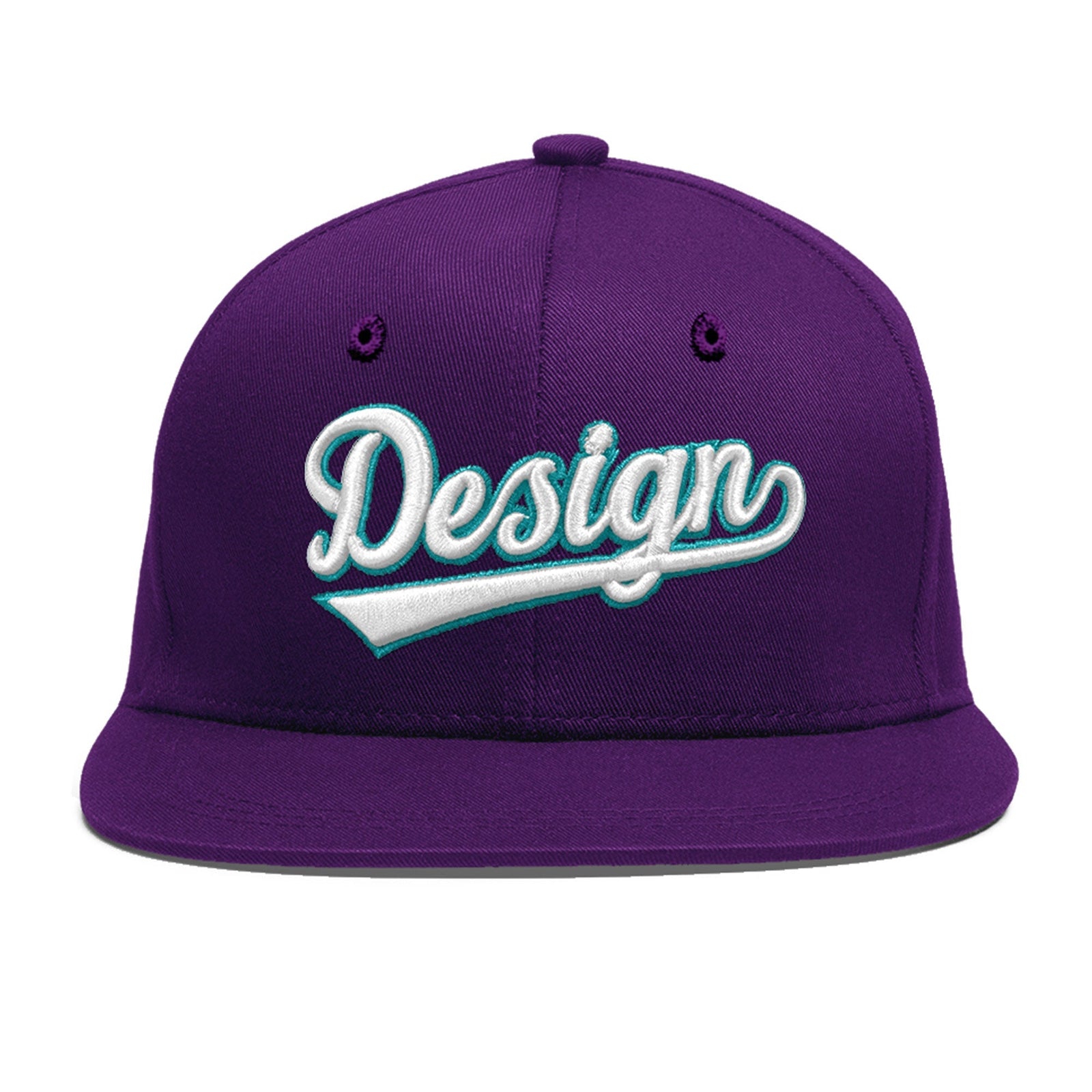 Custom Purple 3D Puff Embroidery Flat Embroidery Casual Sport Baseball Cap